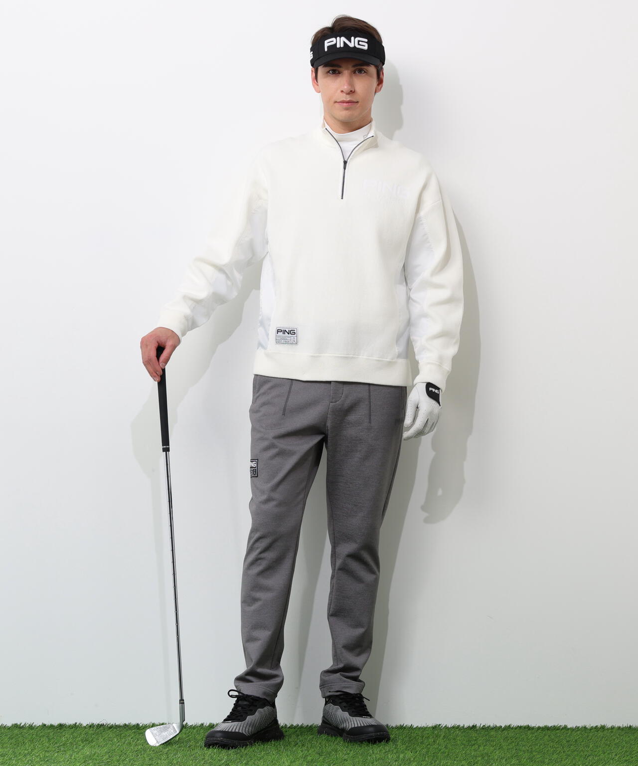 【PING APPAREL】全方向ストレッチ 接結裏メッシュスウェットテーパードパンツ ＜GOLD＞ (MENS)