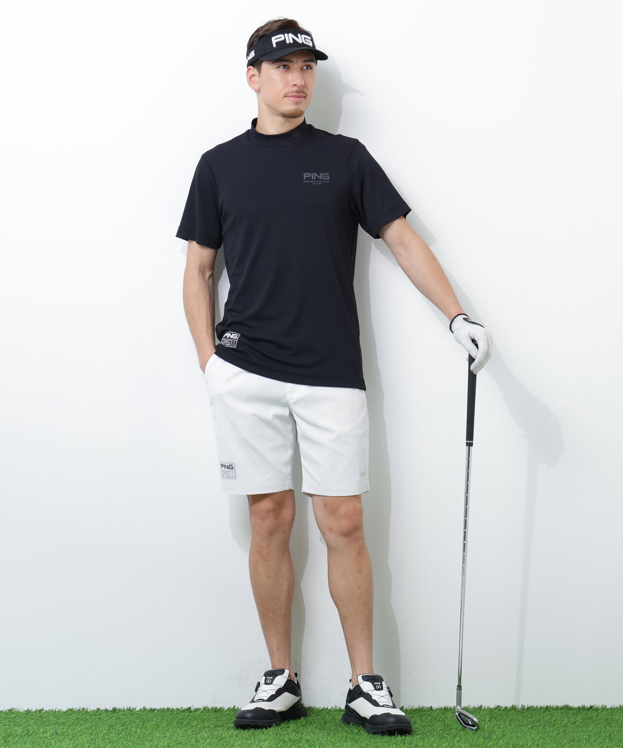 【PING APPAREL】ストレッチサッカー5ポケットショートパンツ ＜GOLD＞ (MENS)