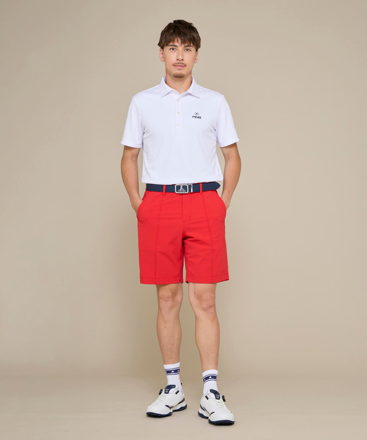 【PING APPAREL】凸凹ストライプジャガード半袖ポロシャツ ＜NATIVE＞ (MENS)