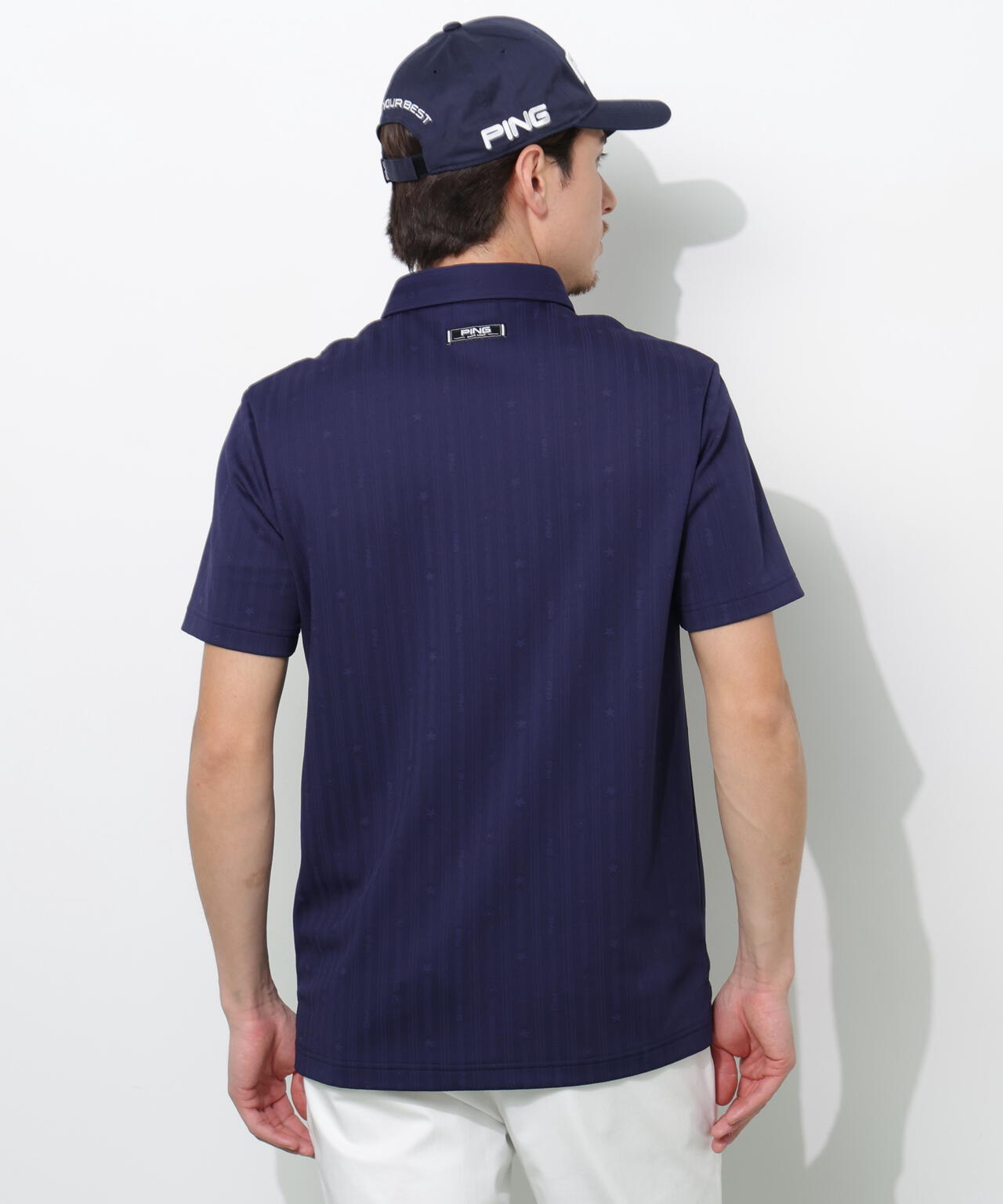 【PING APPAREL】凸凹ストライプジャガード半袖ポロシャツ ＜NATIVE＞ (MENS)