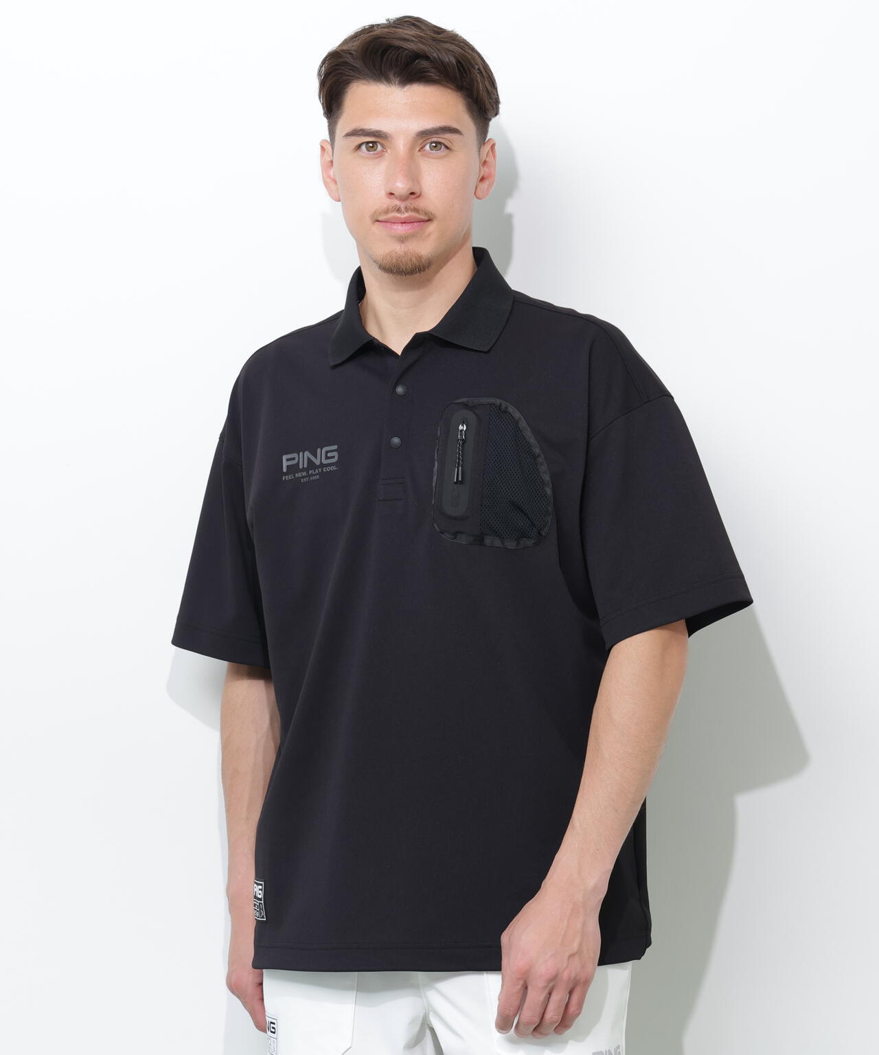 【PING APPAREL】半袖カノコオーバーポロシャツ ＜GOLD＞ (MENS)