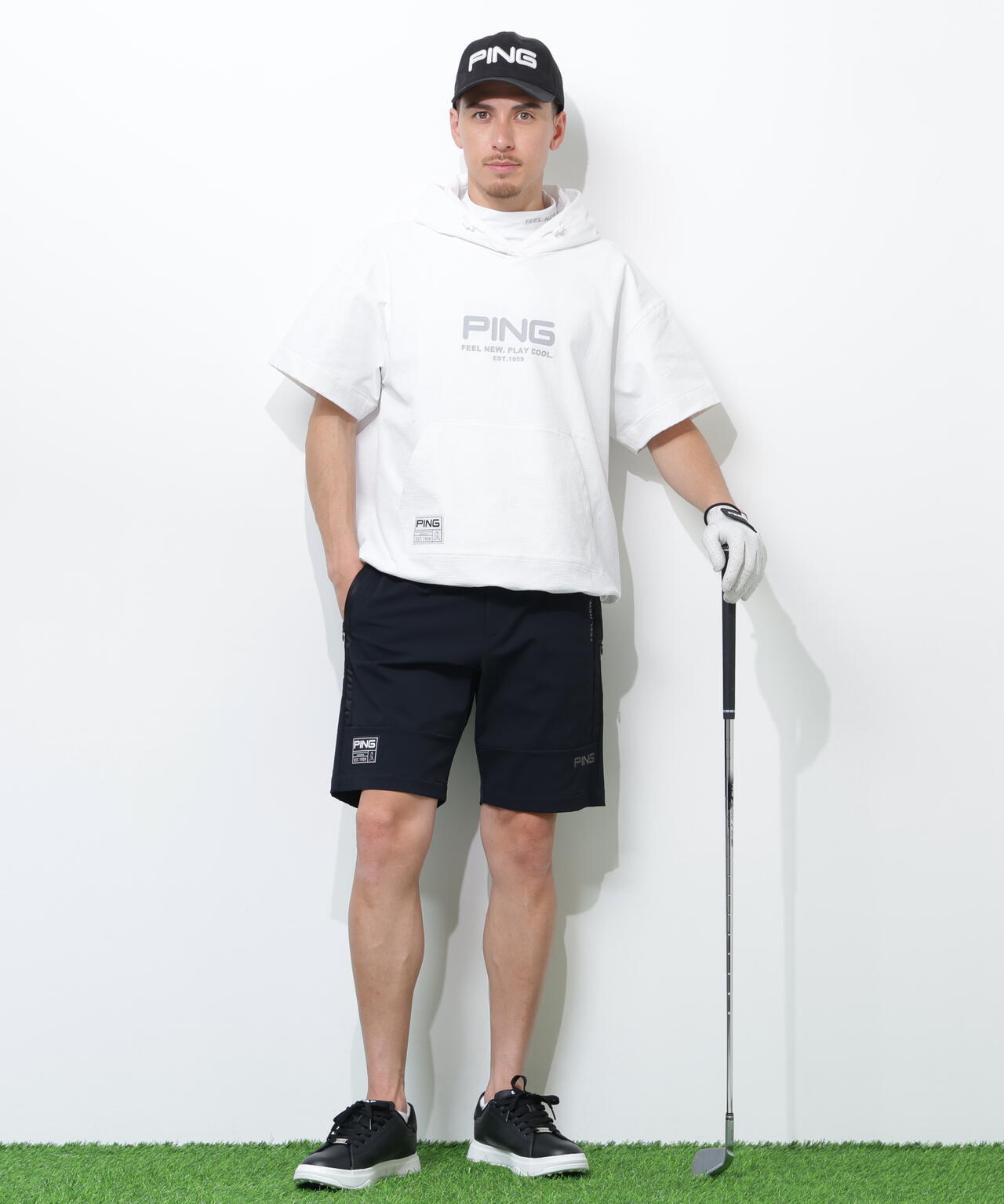 【PING APPAREL】半袖フーディプルオーバー ＜GOLD＞ (MENS)