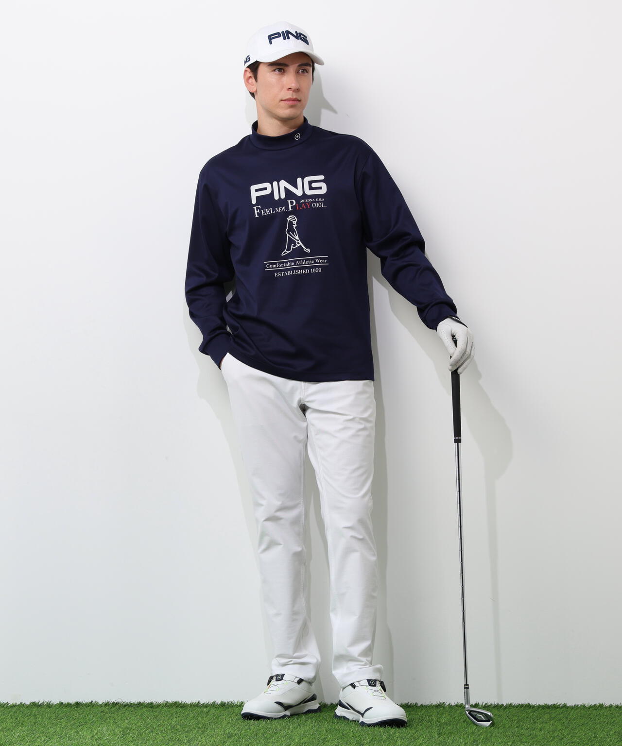 【PING APPAREL】冷感ポンチハイネックシャツ ＜NATIVE＞ (MENS)