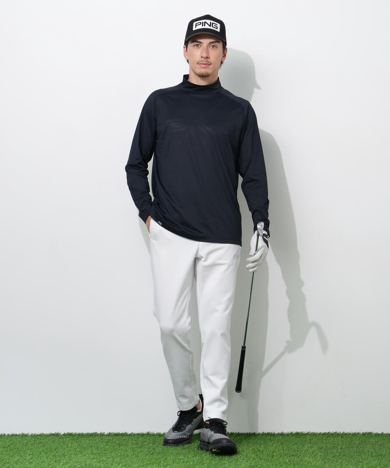 【PING APPAREL】パネルジャカード長袖ハイネックシャツ ＜PERFORMANCE＞ (MEANS)