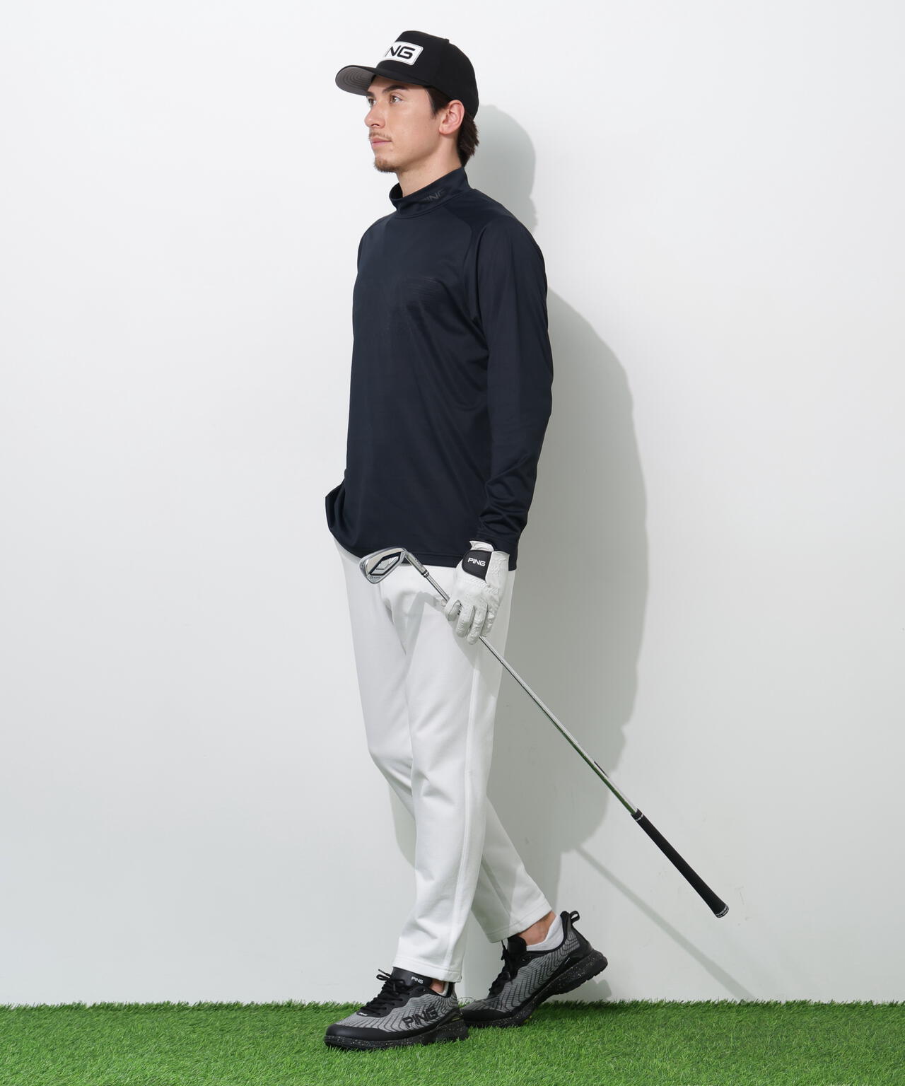 【PING APPAREL】パネルジャカード長袖ハイネックシャツ ＜PERFORMANCE＞ (MEANS)