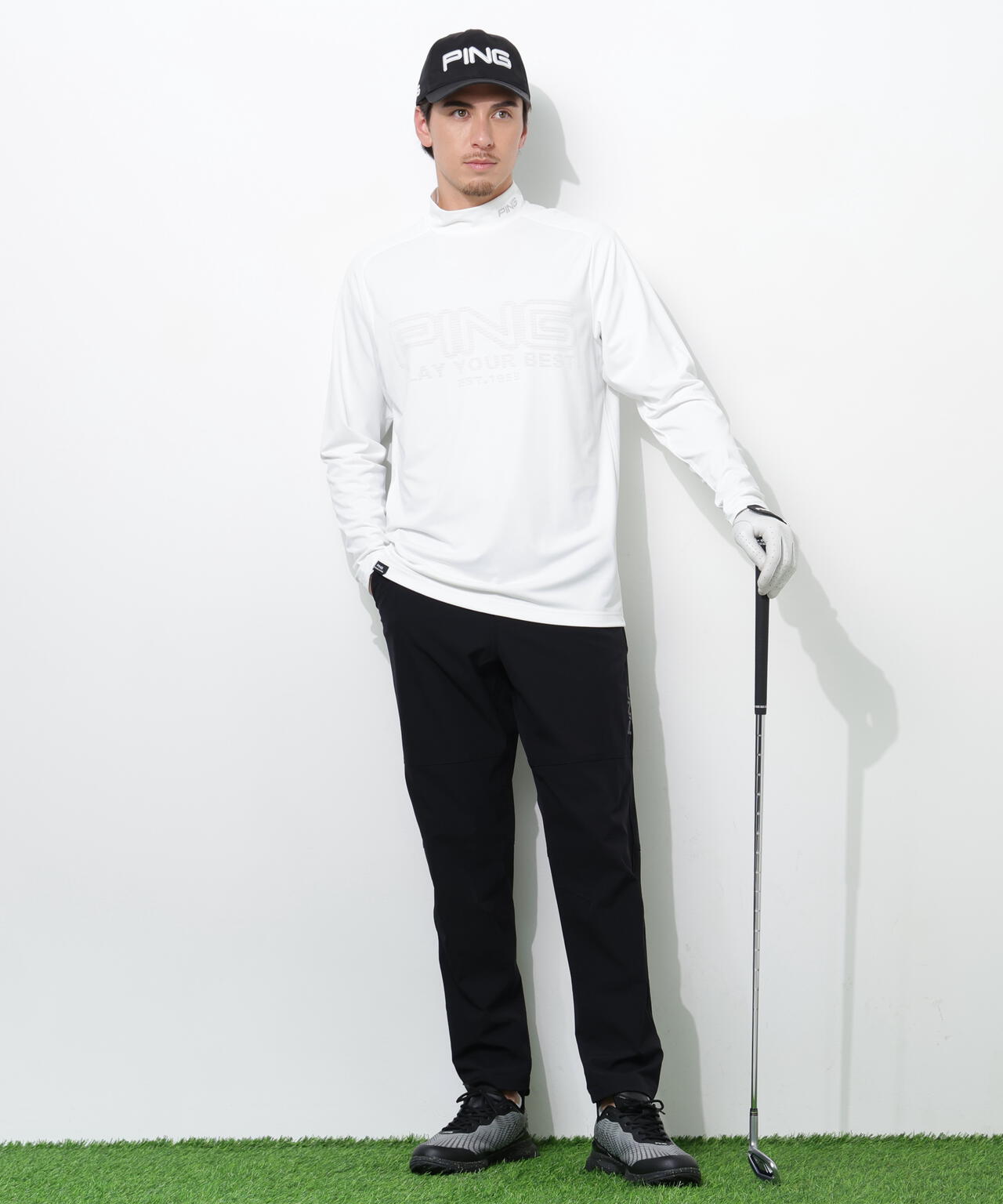 【PING APPAREL】パネルジャカード長袖ハイネックシャツ ＜PERFORMANCE＞ (MEANS)