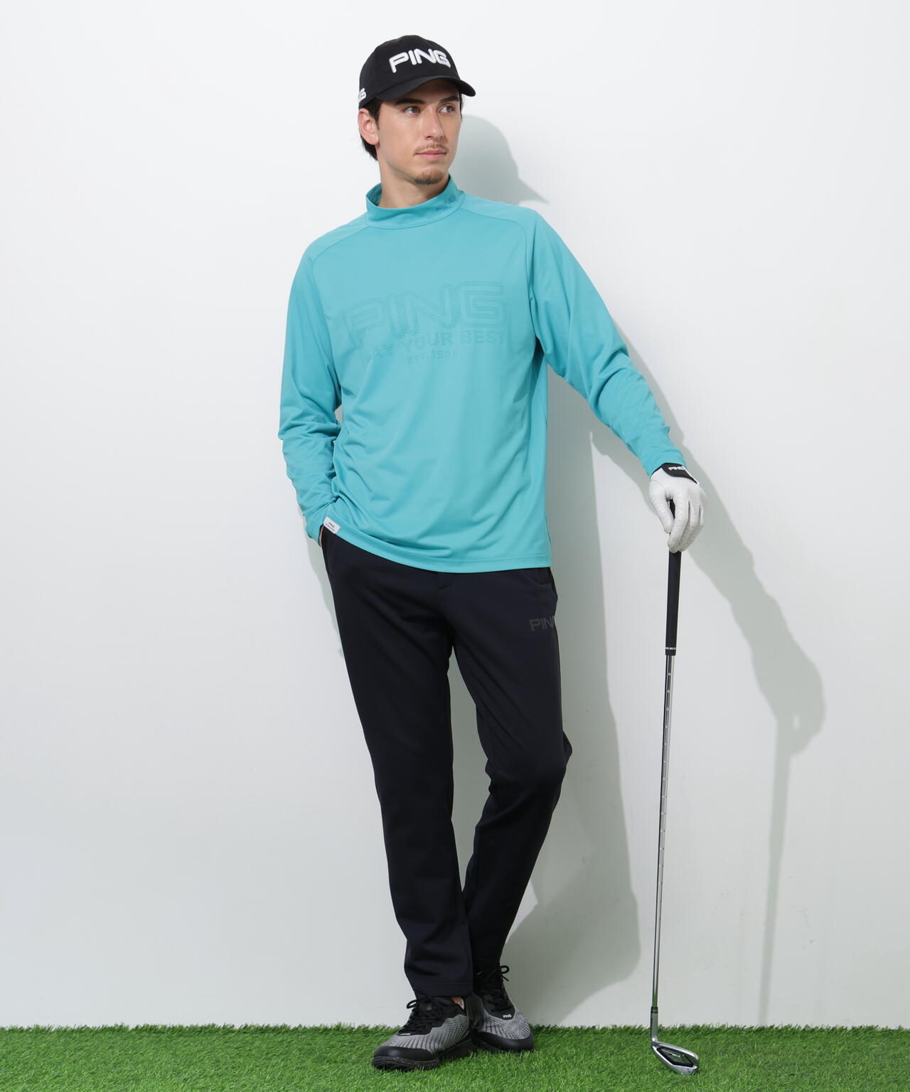 【PING APPAREL】パネルジャカード長袖ハイネックシャツ ＜PERFORMANCE＞ (MEANS)