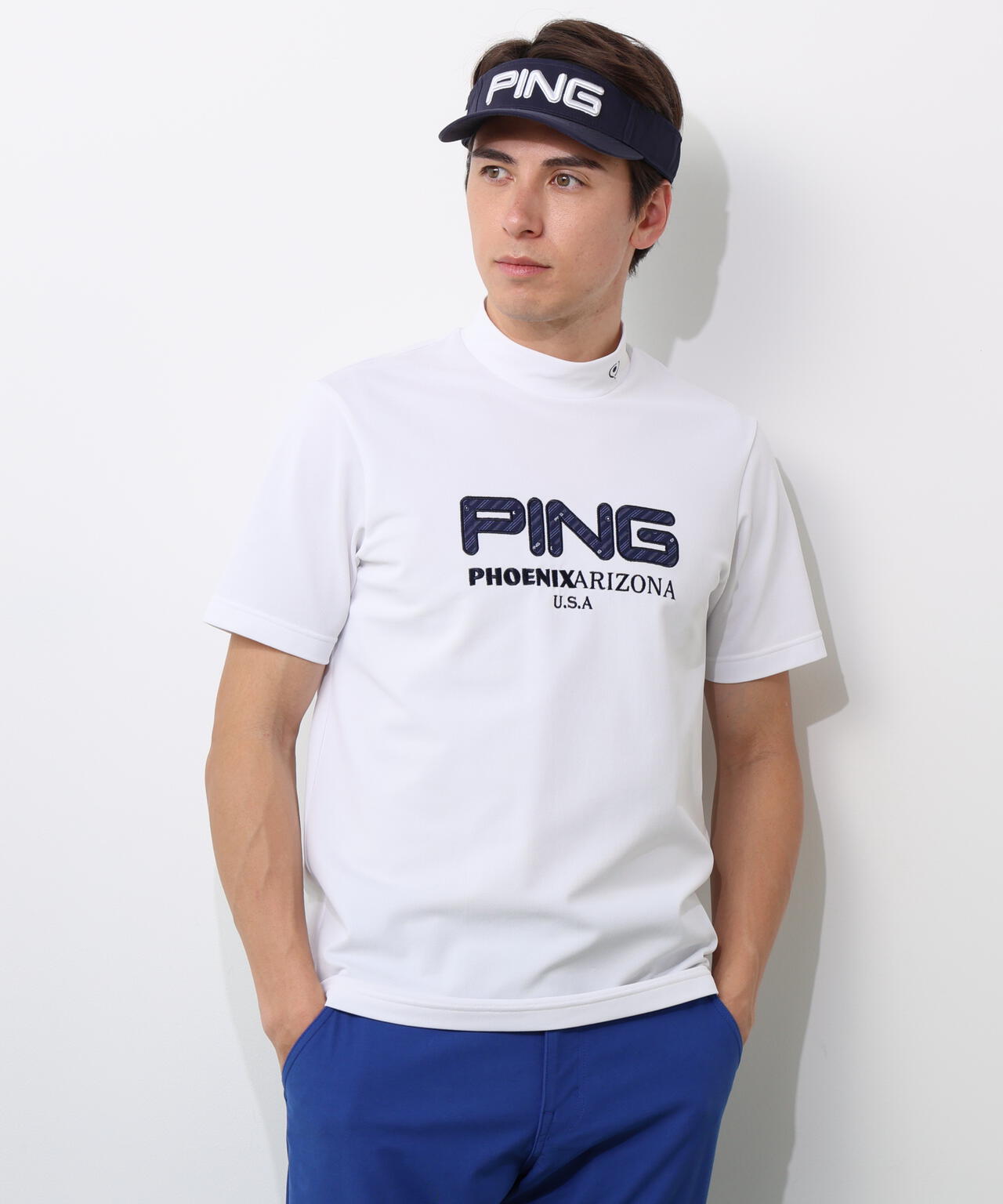 【PING APPAREL】アップリケ半袖ハイネックシャツ ＜NATIVE＞ (MENS)