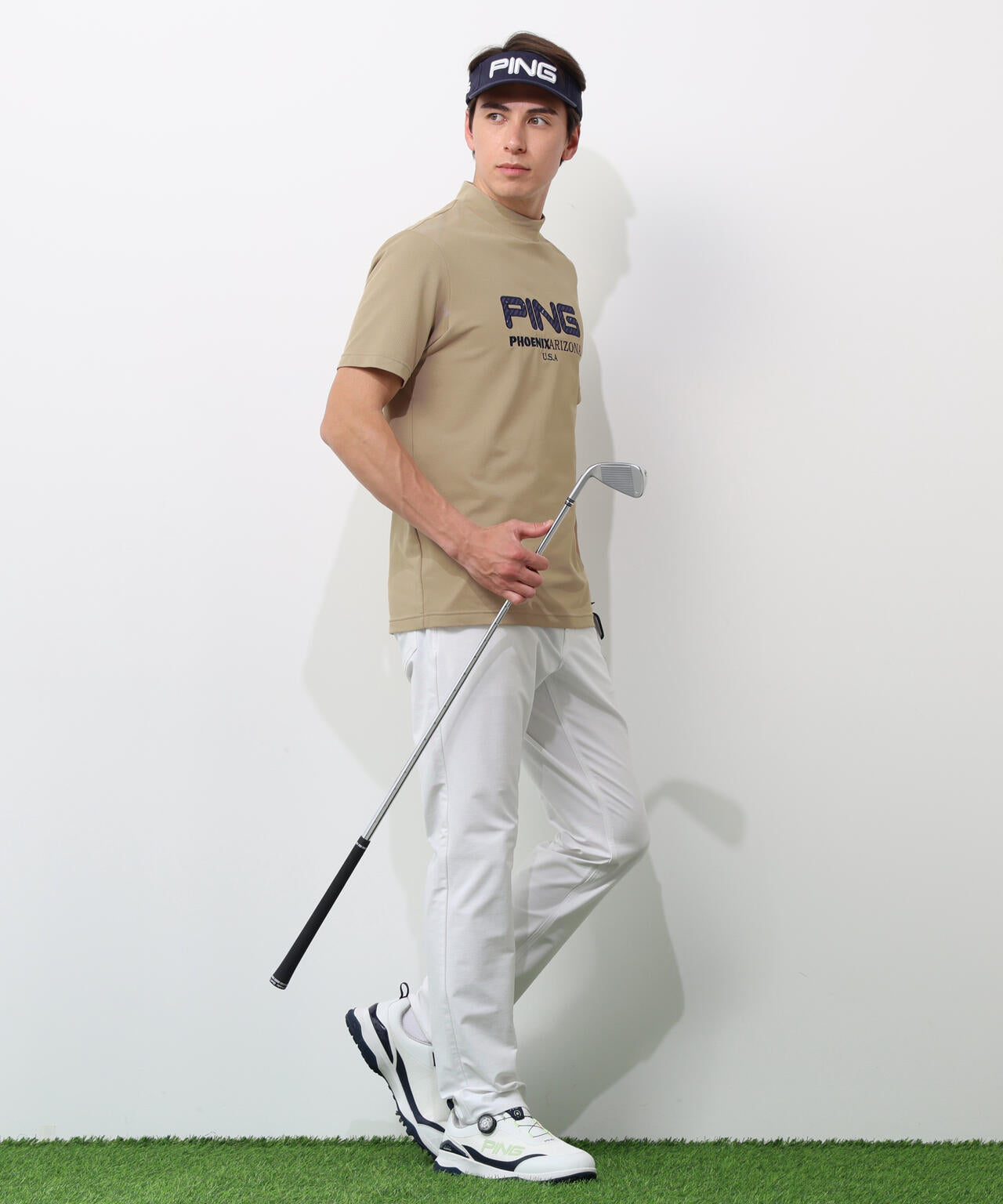【PING APPAREL】アップリケ半袖ハイネックシャツ ＜NATIVE＞ (MENS)