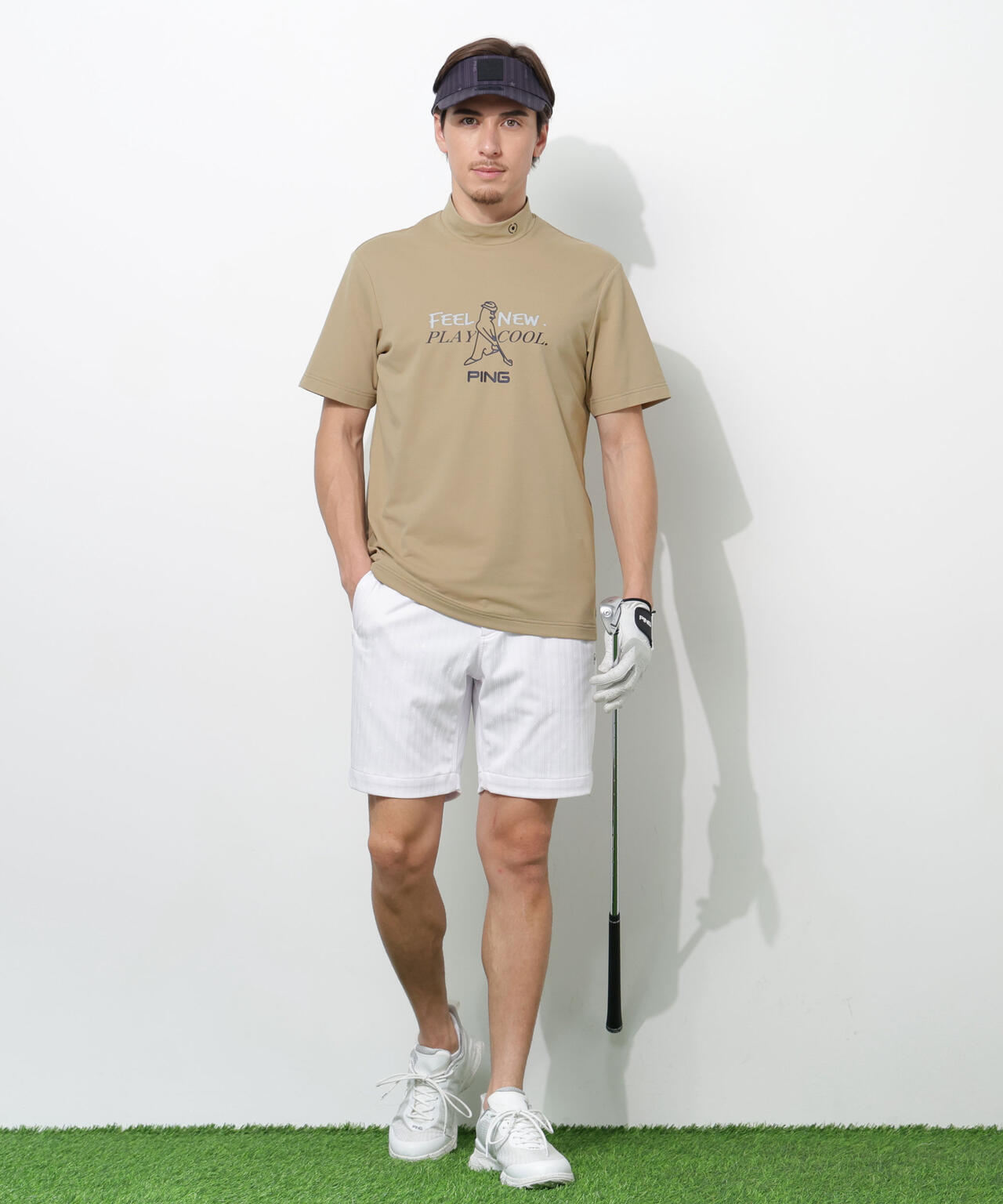 【PING APPAREL】SNAPTEXカノコインレーMr.PINGプリント半袖ハイネックカットソー ＜NATIVE＞ (MENS)