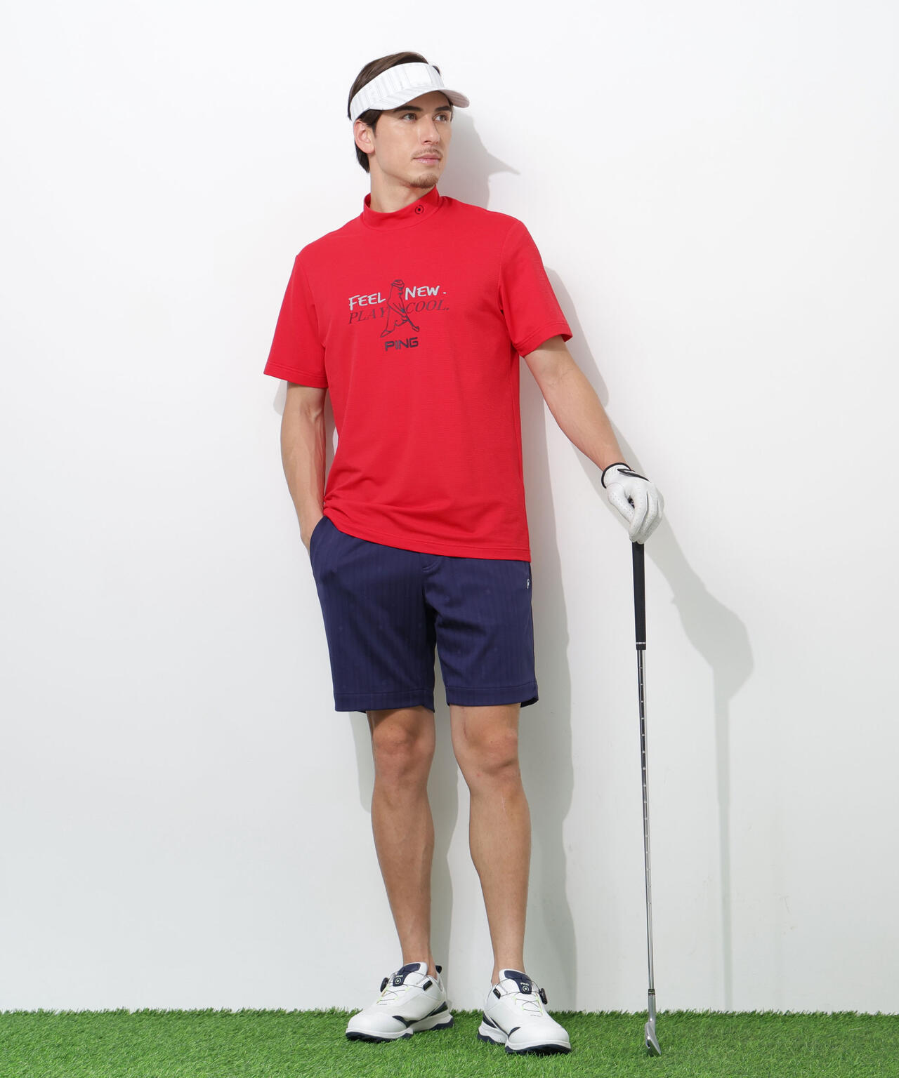【PING APPAREL】SNAPTEXカノコインレーMr.PINGプリント半袖ハイネックカットソー ＜NATIVE＞ (MENS)