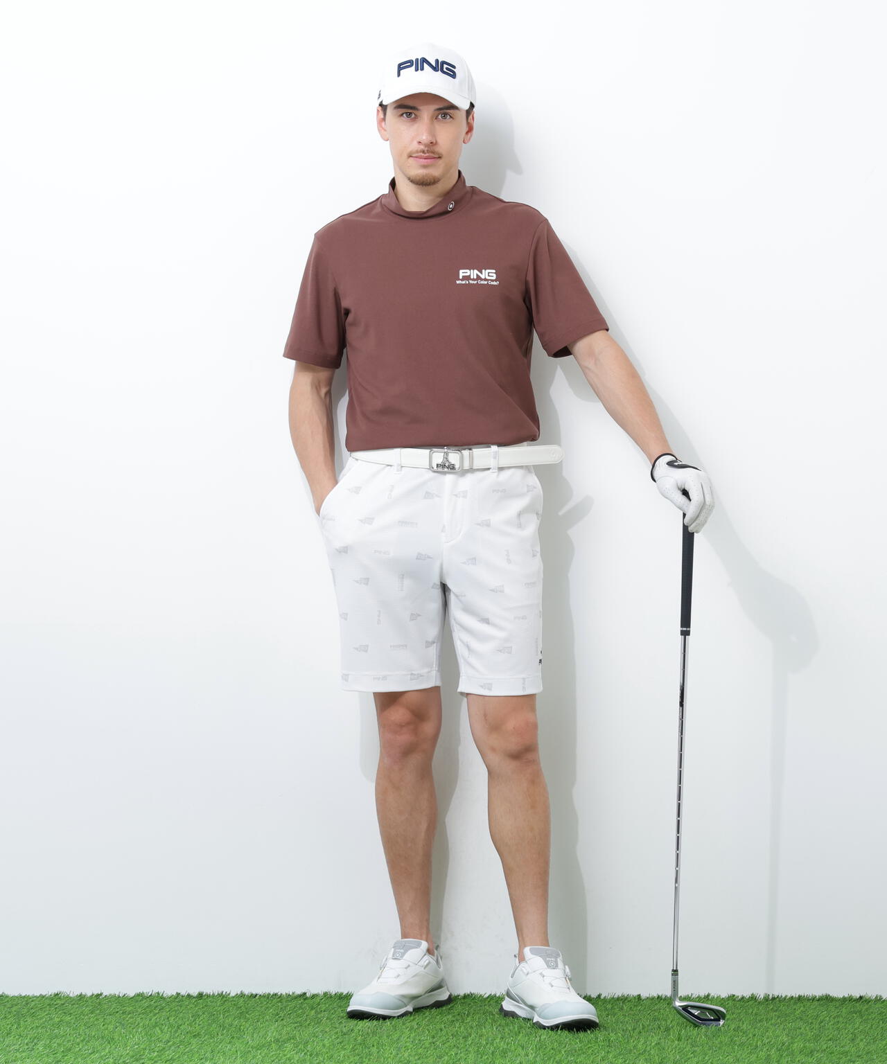 【PING APPAREL】【10カラーシリーズ】PEカノコ半袖ハイネックシャツ ＜NATIVE＞ (MENS)