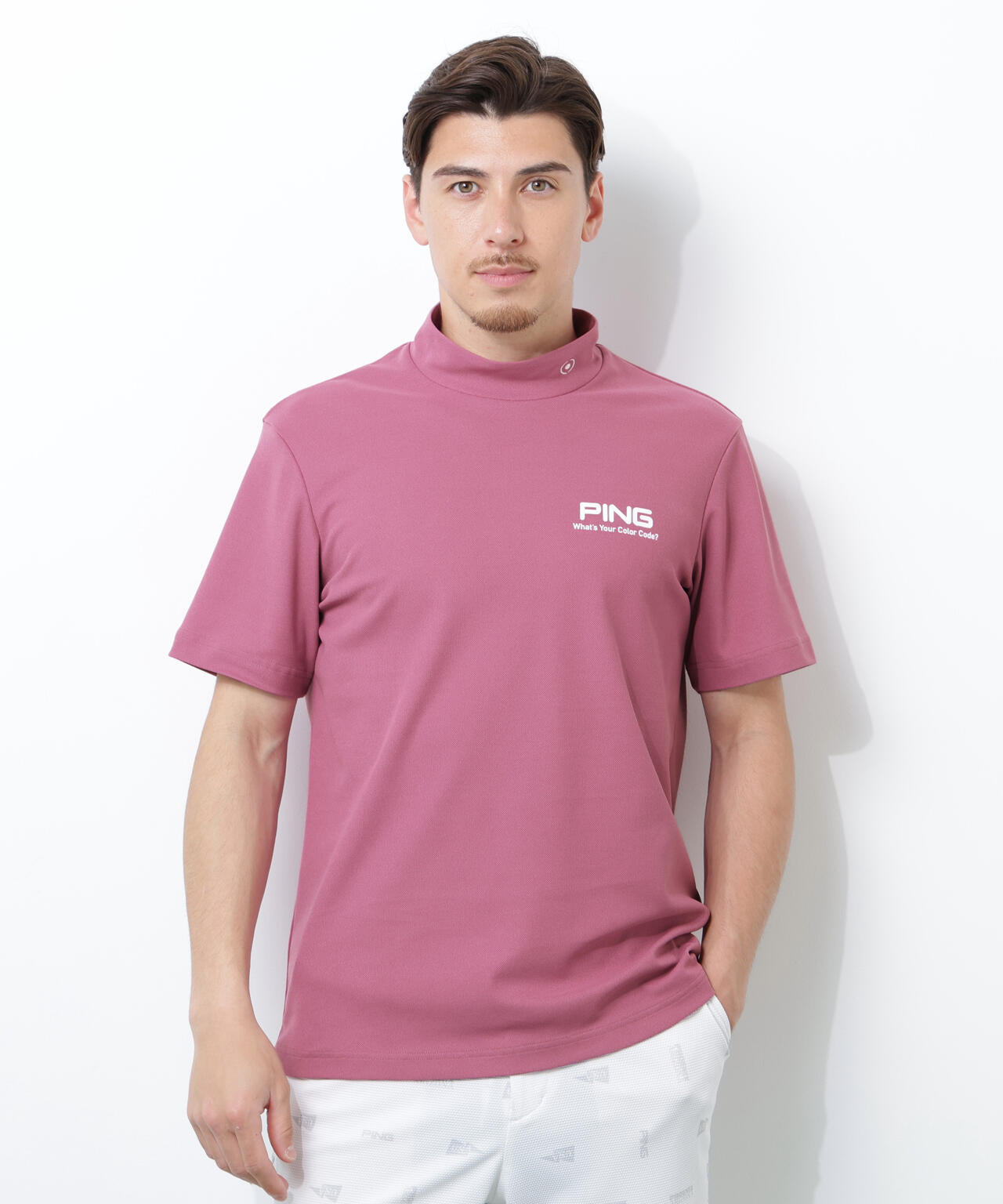【PING APPAREL】【10カラーシリーズ】PEカノコ半袖ハイネックシャツ ＜NATIVE＞ (MENS)