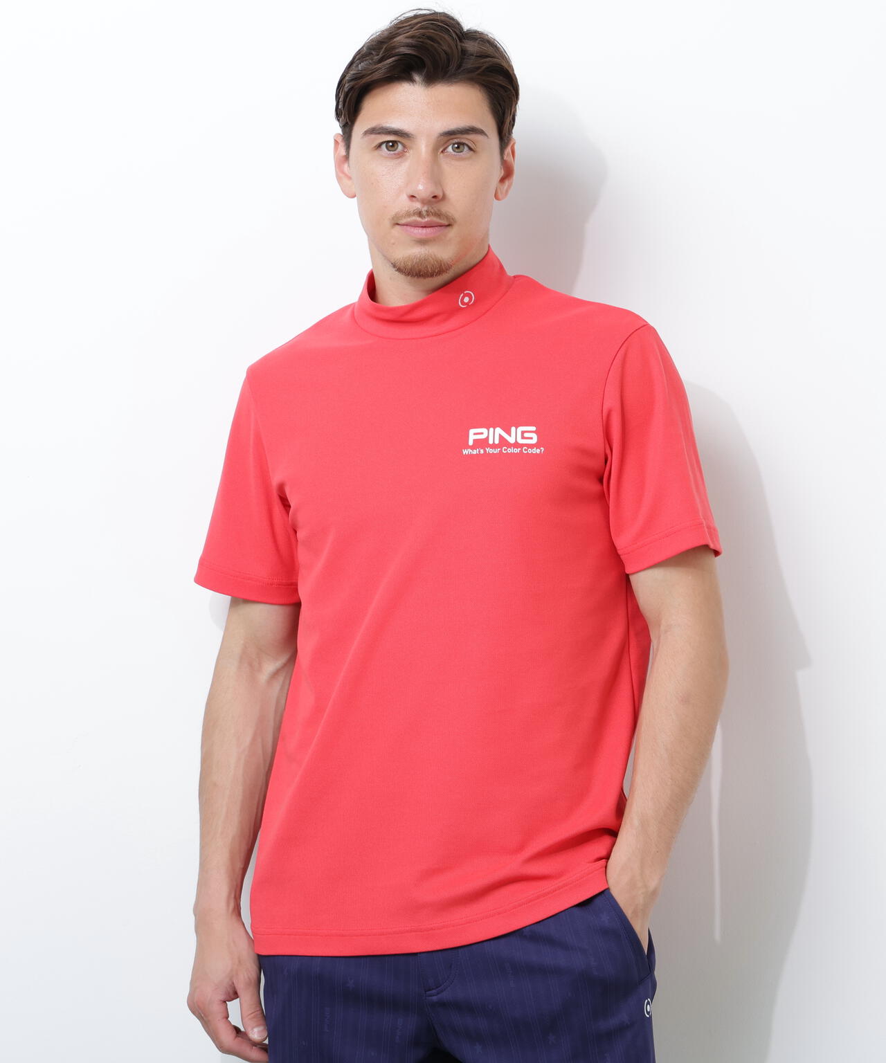 【PING APPAREL】【10カラーシリーズ】PEカノコ半袖ハイネックシャツ ＜NATIVE＞ (MENS)