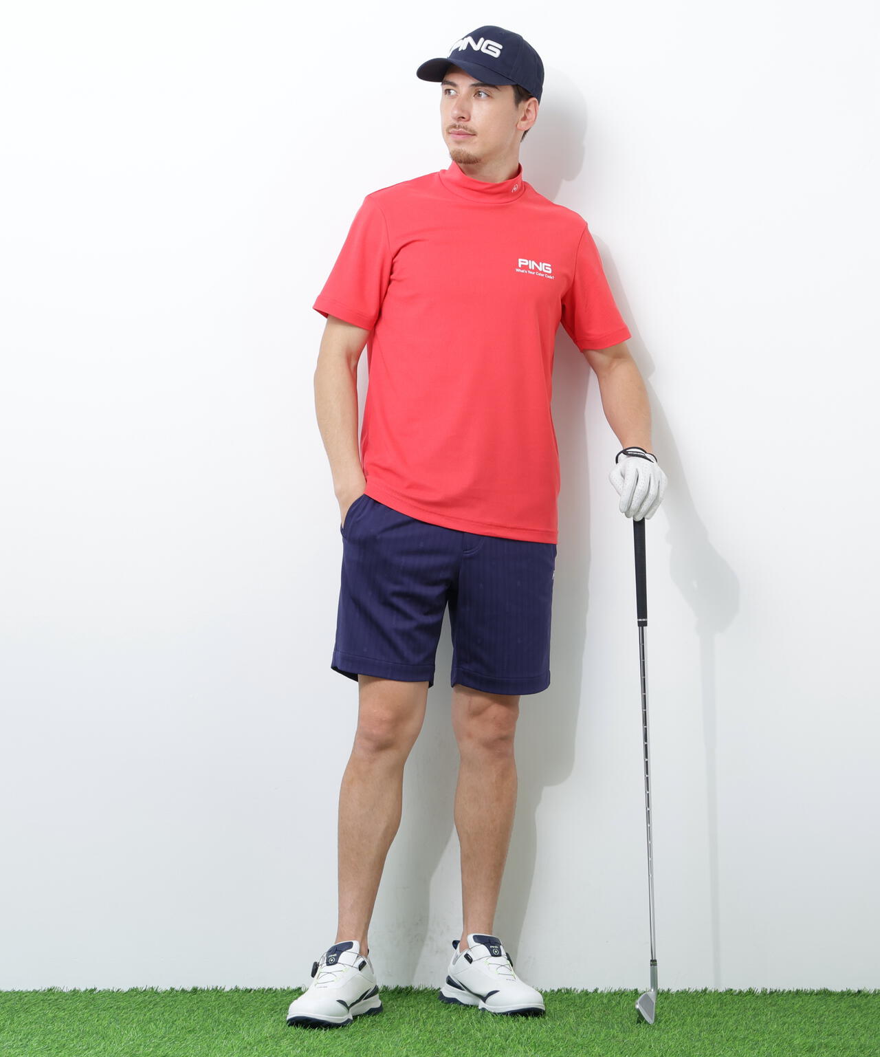 【PING APPAREL】【10カラーシリーズ】PEカノコ半袖ハイネックシャツ ＜NATIVE＞ (MENS)