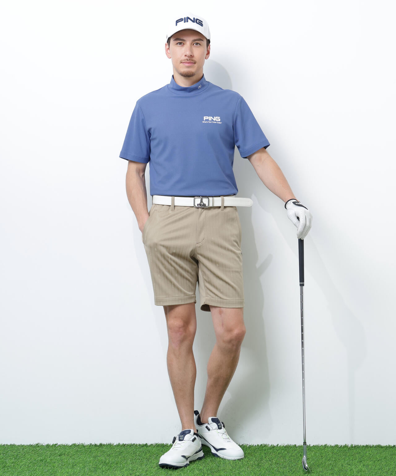 【PING APPAREL】【10カラーシリーズ】PEカノコ半袖ハイネックシャツ ＜NATIVE＞ (MENS)