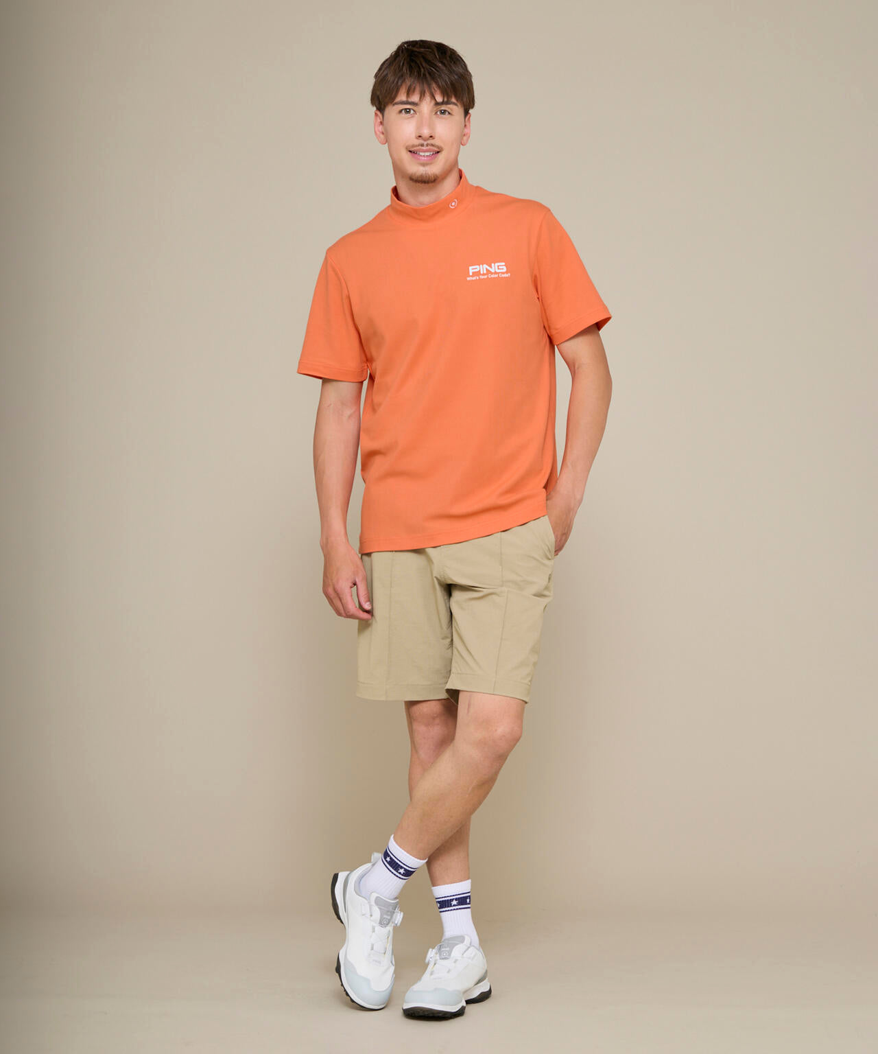 【PING APPAREL】【10カラーシリーズ】PEカノコ半袖ハイネックシャツ ＜NATIVE＞ (MENS)