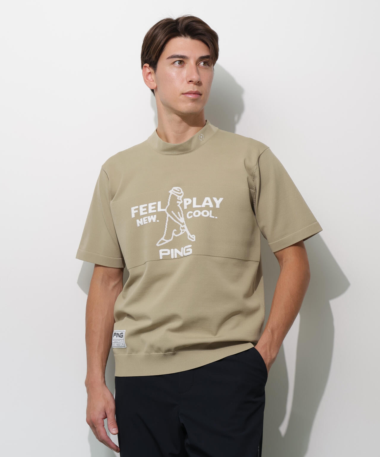 【PING APPAREL】Mr.PING 半袖ハイネックニットプルオーバー ＜GOLD＞ (MENS)