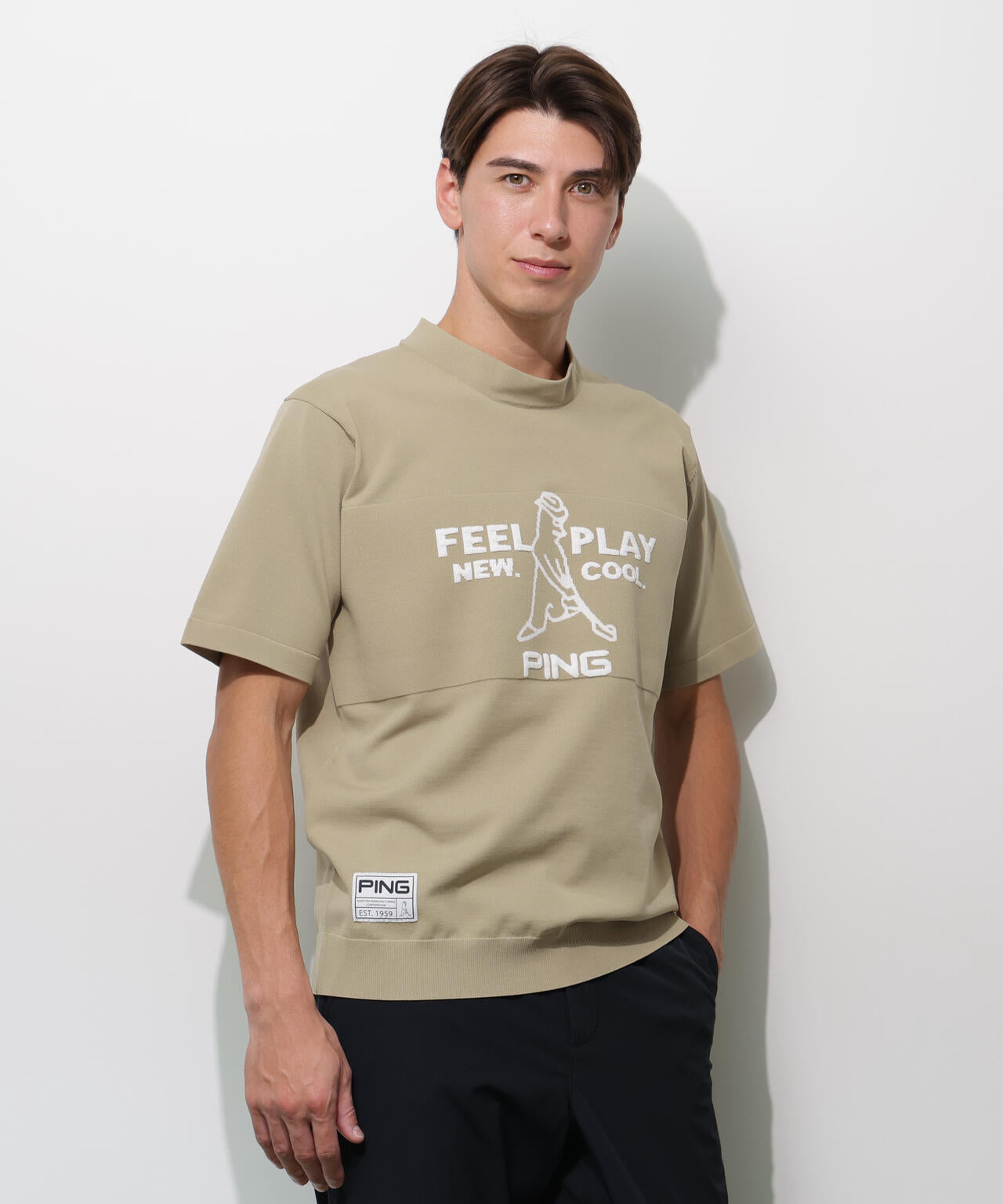 【PING APPAREL】Mr.PING 半袖ハイネックニットプルオーバー ＜GOLD＞ (MENS)
