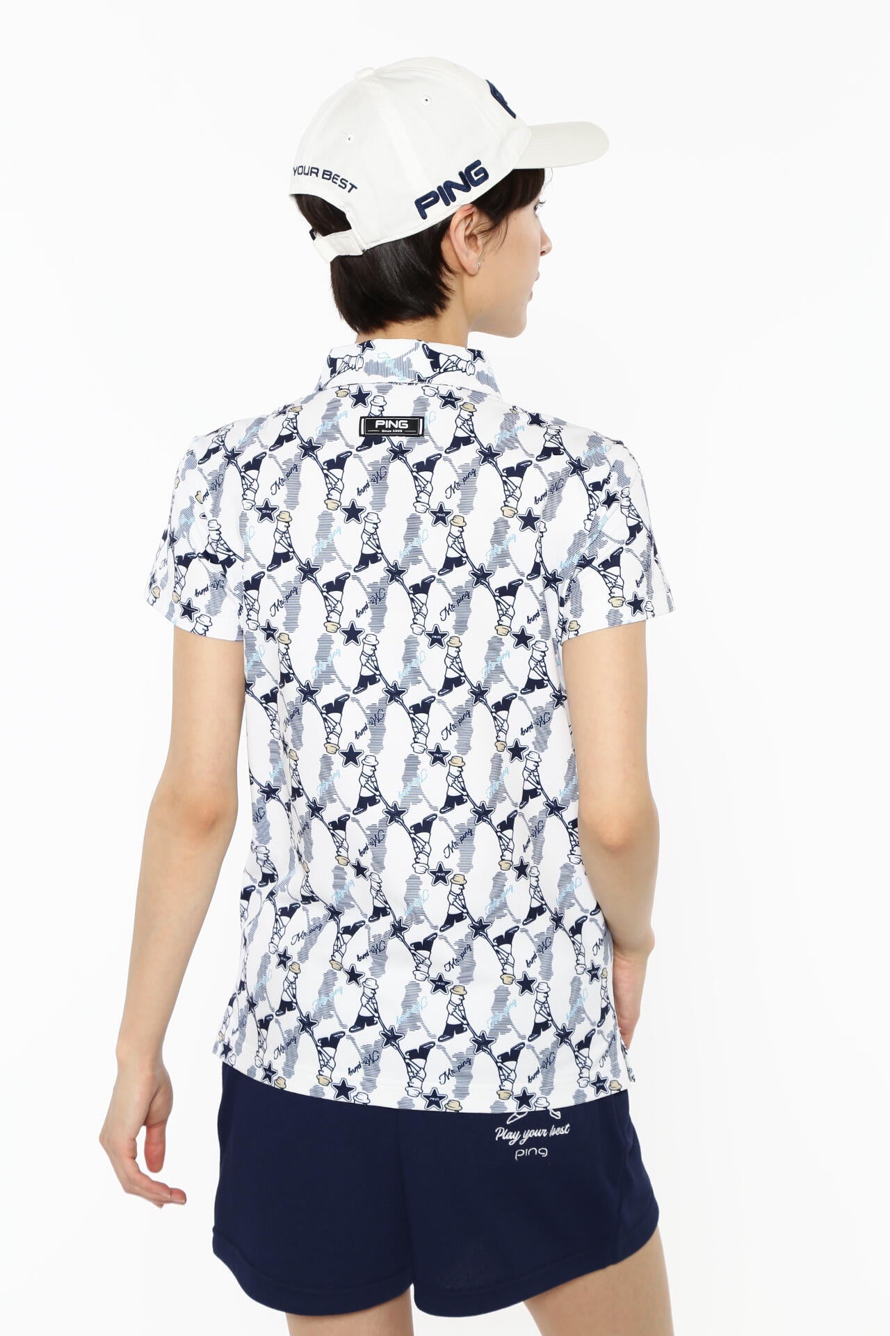 【PING APPAREL】Mr.PING総柄プリント半袖ポロシャツ ＜NATIVE＞ (LADIES)