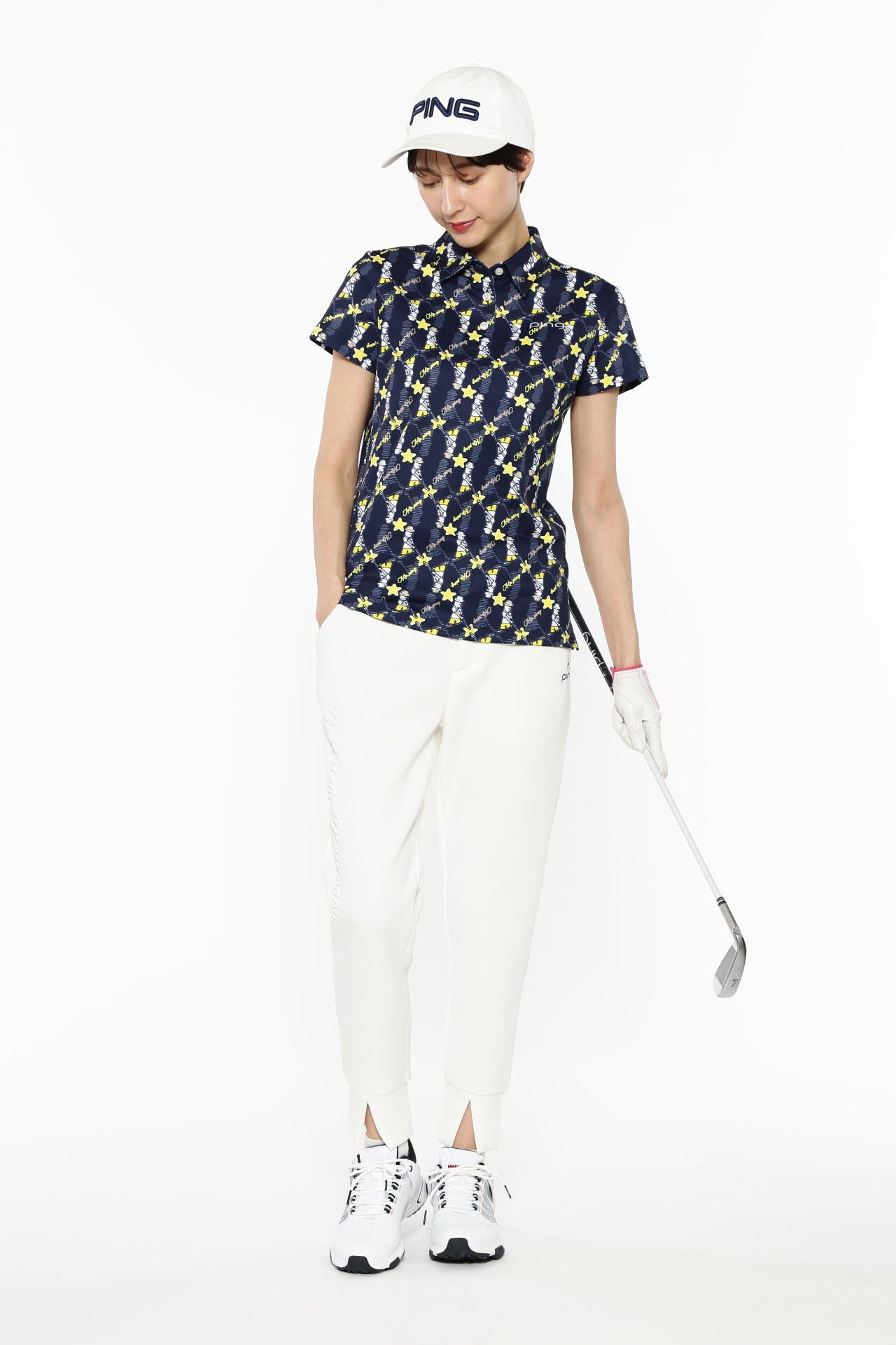 【PING APPAREL】Mr.PING総柄プリント半袖ポロシャツ ＜NATIVE＞ (LADIES)