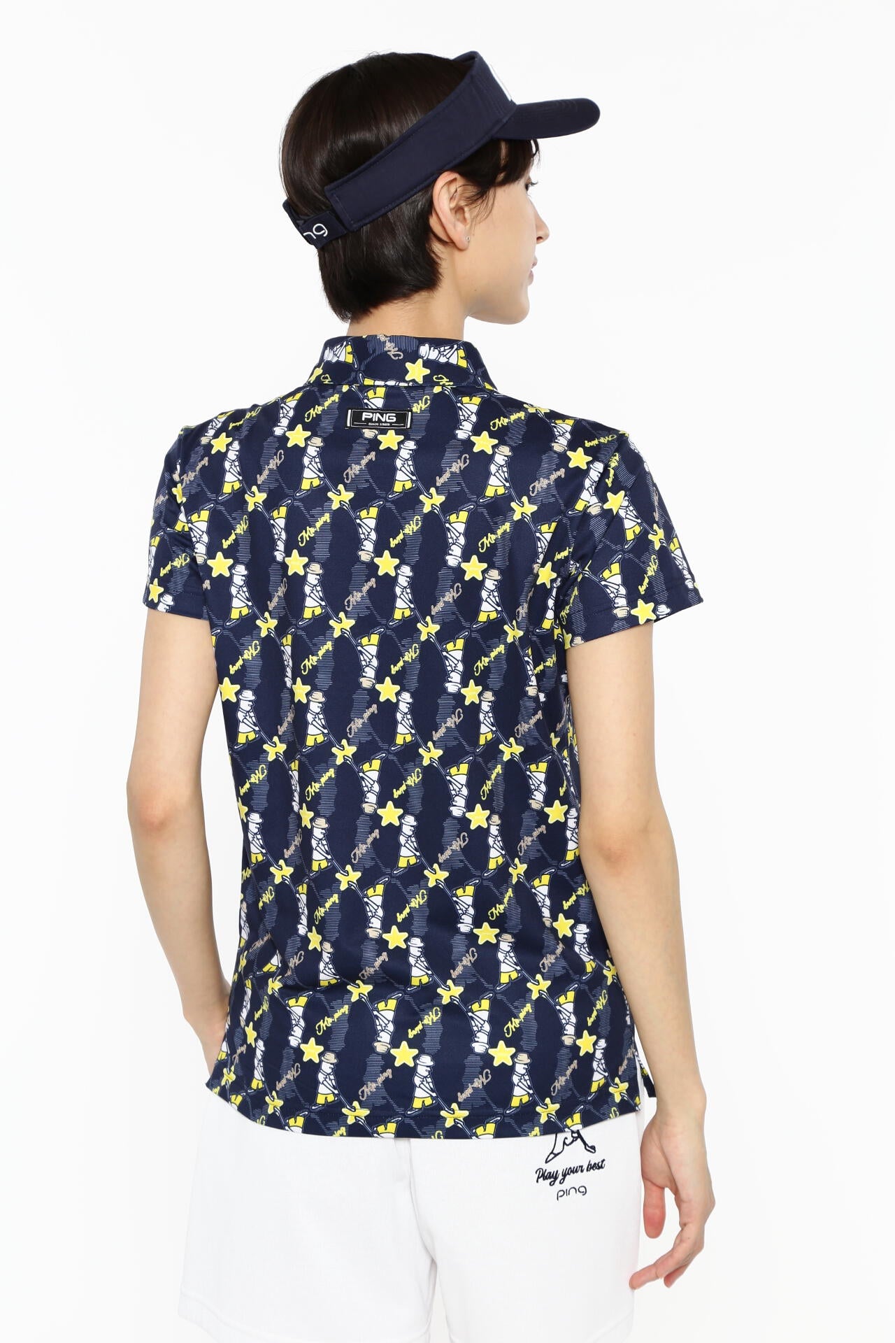 【PING APPAREL】Mr.PING総柄プリント半袖ポロシャツ ＜NATIVE＞ (LADIES)