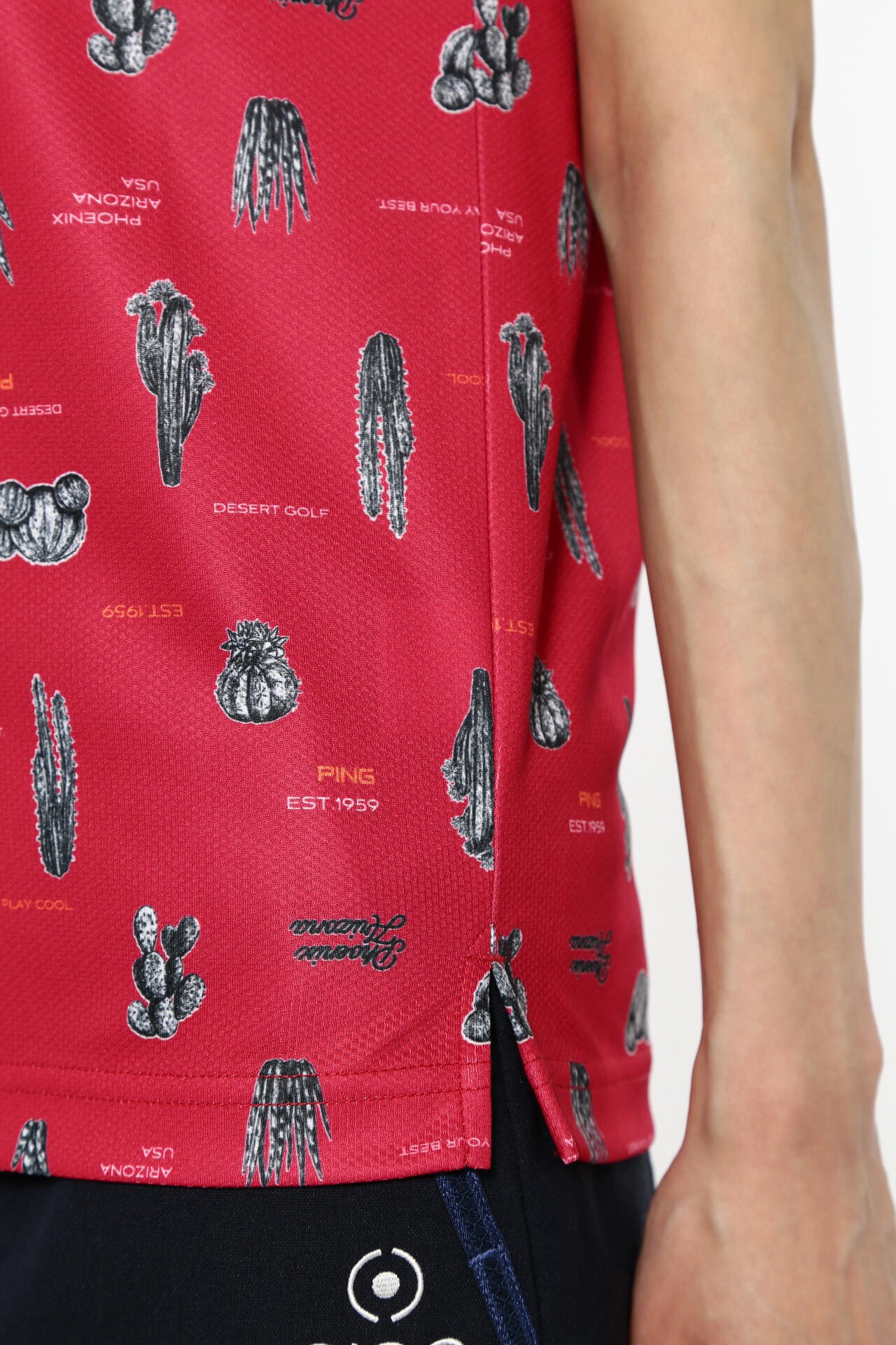 【PING APPAREL】サボテン柄 クイックドライ半袖ポロシャツ ＜NATIVE＞ (LADIES)