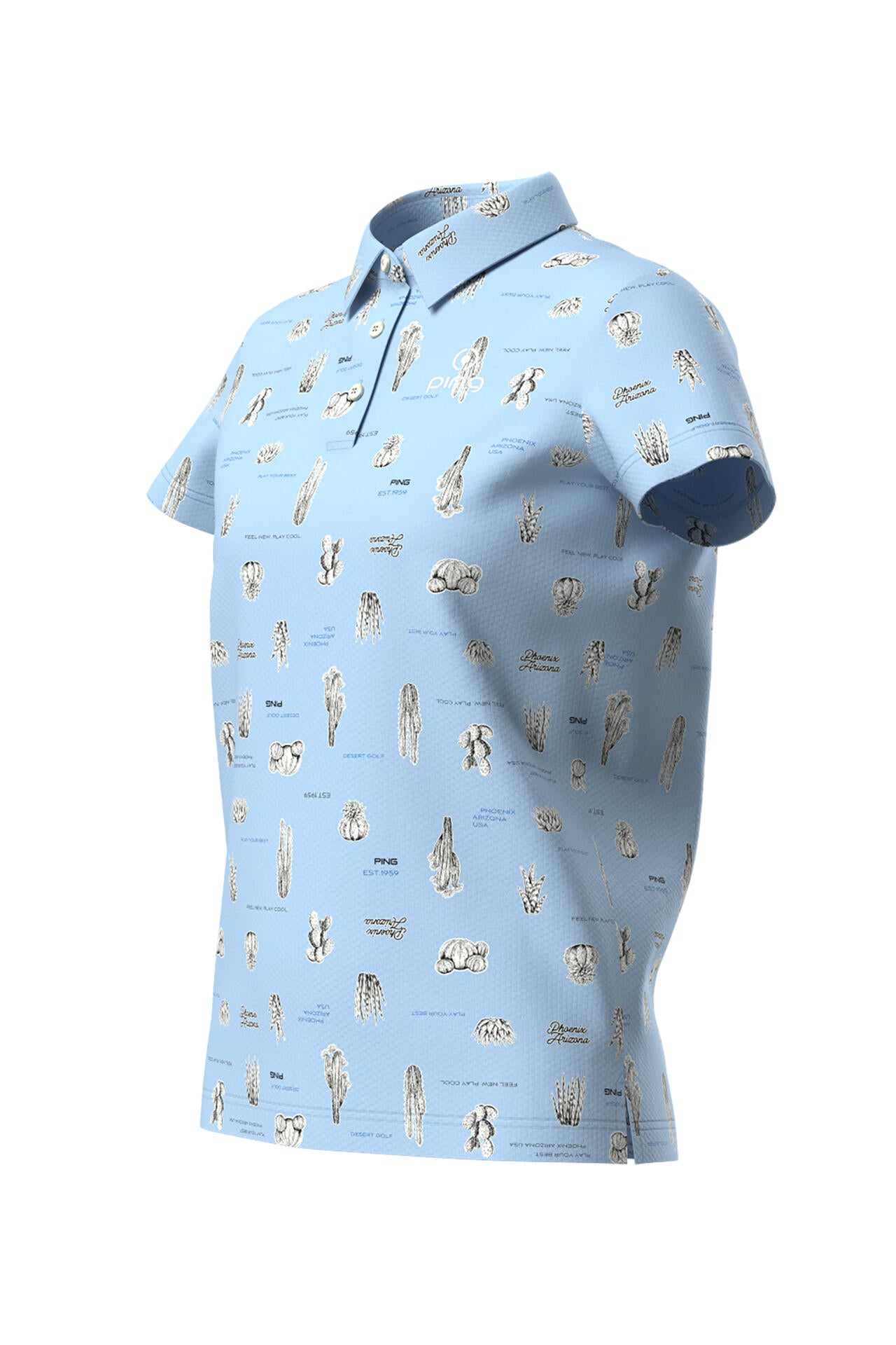 【PING APPAREL】サボテン柄 クイックドライ半袖ポロシャツ ＜NATIVE＞ (LADIES)
