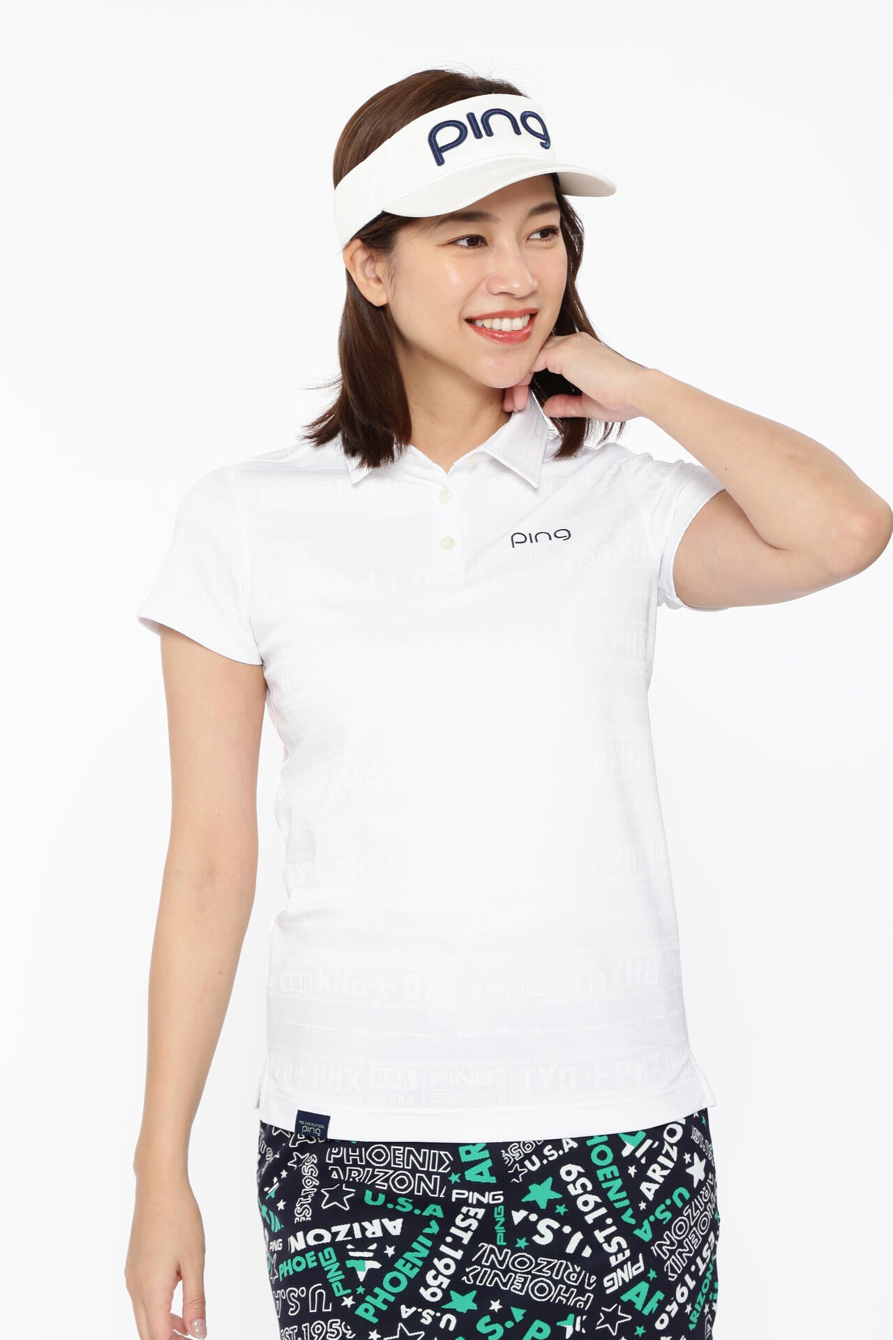 【PING APPAREL】チケット柄ジャガード半袖ポロシャツ ＜LADIES LINE＞＜NATIVE＞ (LADIES)
