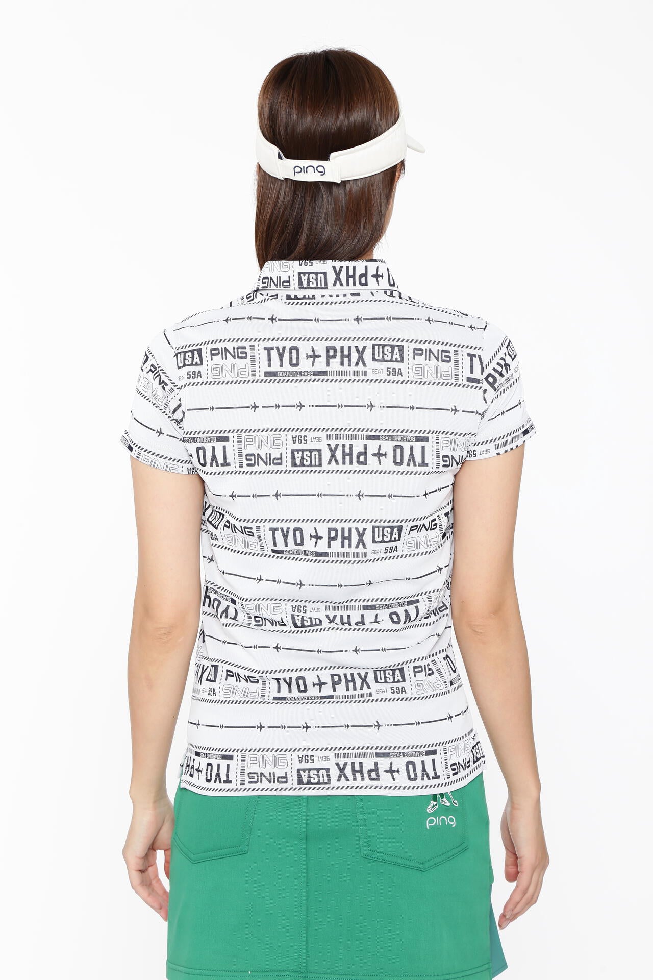 【PING APPAREL】チケット柄ジャガード半袖ポロシャツ ＜LADIES LINE＞＜NATIVE＞ (LADIES)