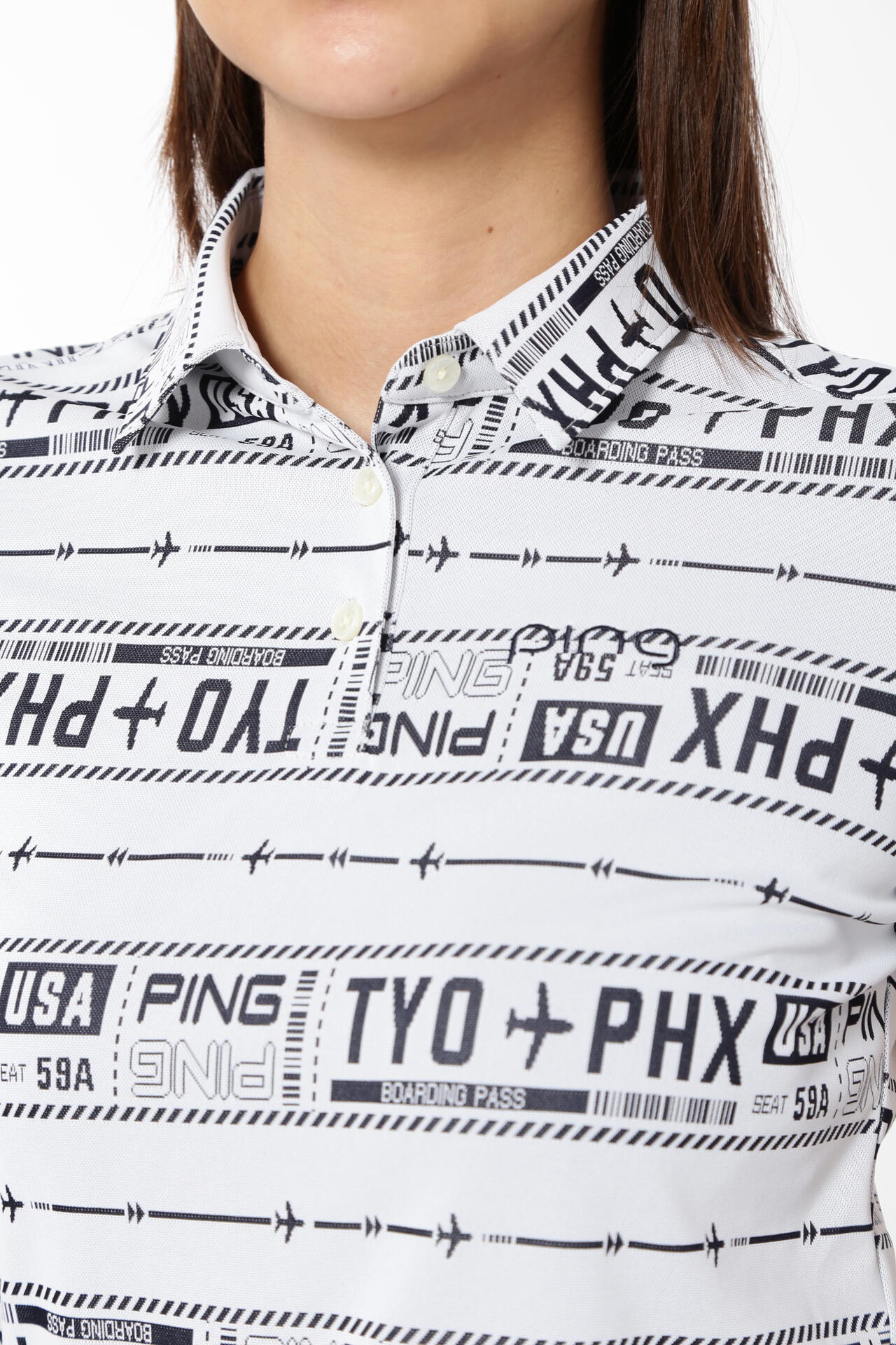 【PING APPAREL】チケット柄ジャガード半袖ポロシャツ ＜LADIES LINE＞＜NATIVE＞ (LADIES)