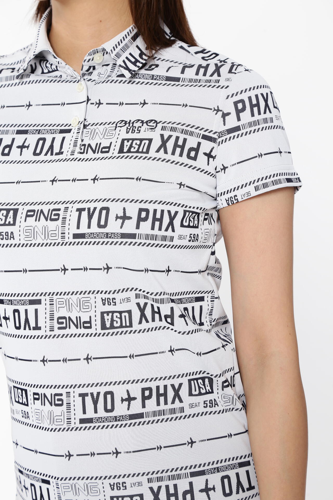 【PING APPAREL】チケット柄ジャガード半袖ポロシャツ ＜LADIES LINE＞＜NATIVE＞ (LADIES)