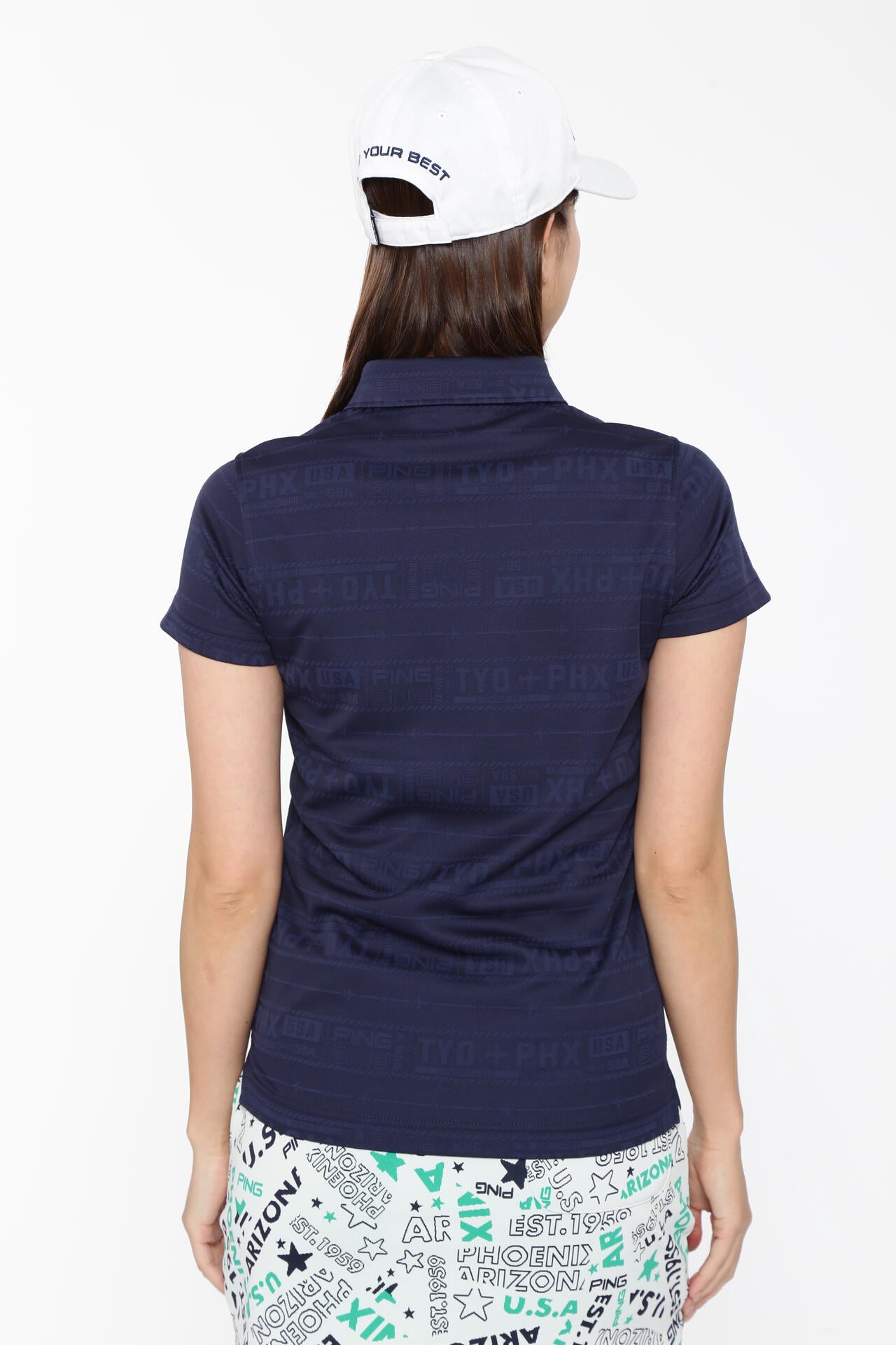【PING APPAREL】チケット柄ジャガード半袖ポロシャツ ＜LADIES LINE＞＜NATIVE＞ (LADIES)