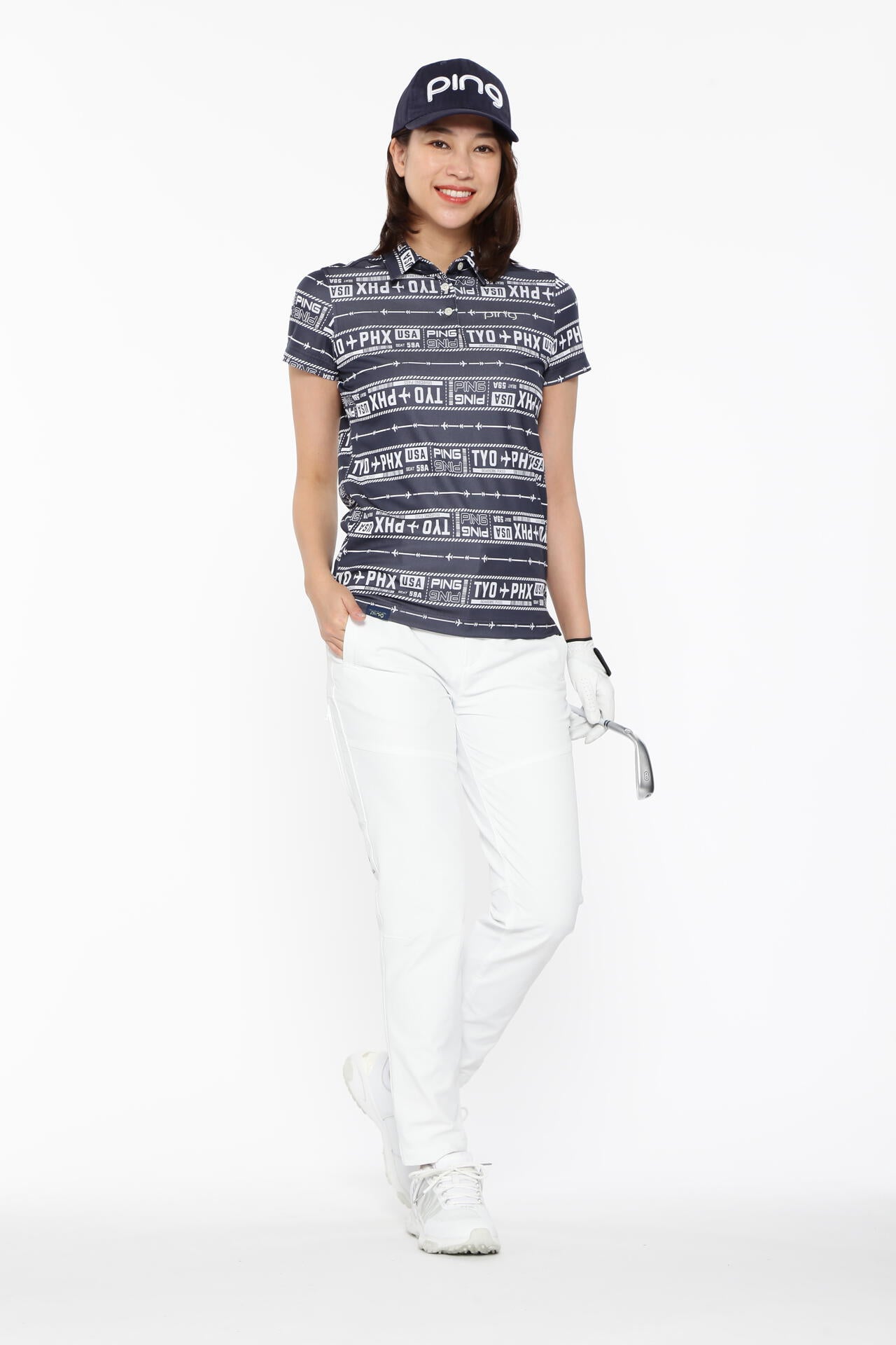 【PING APPAREL】チケット柄ジャガード半袖ポロシャツ ＜LADIES LINE＞＜NATIVE＞ (LADIES)