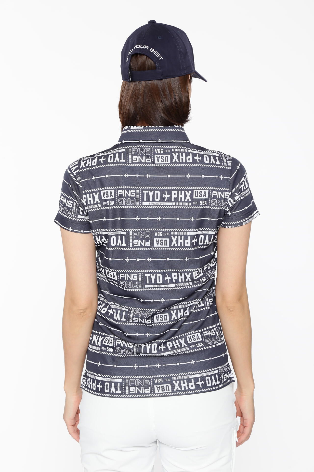 【PING APPAREL】チケット柄ジャガード半袖ポロシャツ ＜LADIES LINE＞＜NATIVE＞ (LADIES)