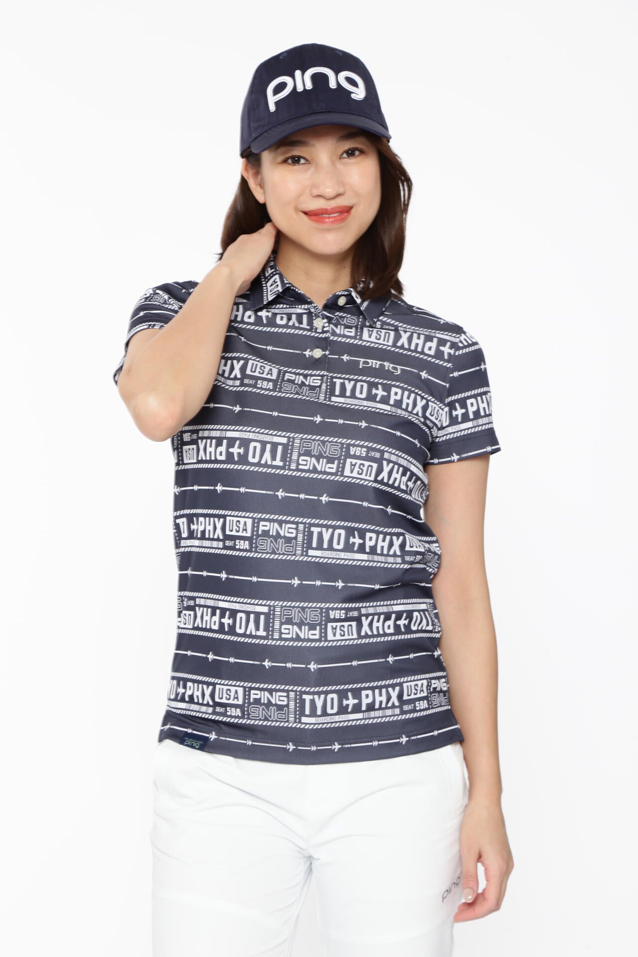 【PING APPAREL】チケット柄ジャガード半袖ポロシャツ ＜LADIES LINE＞＜NATIVE＞ (LADIES)