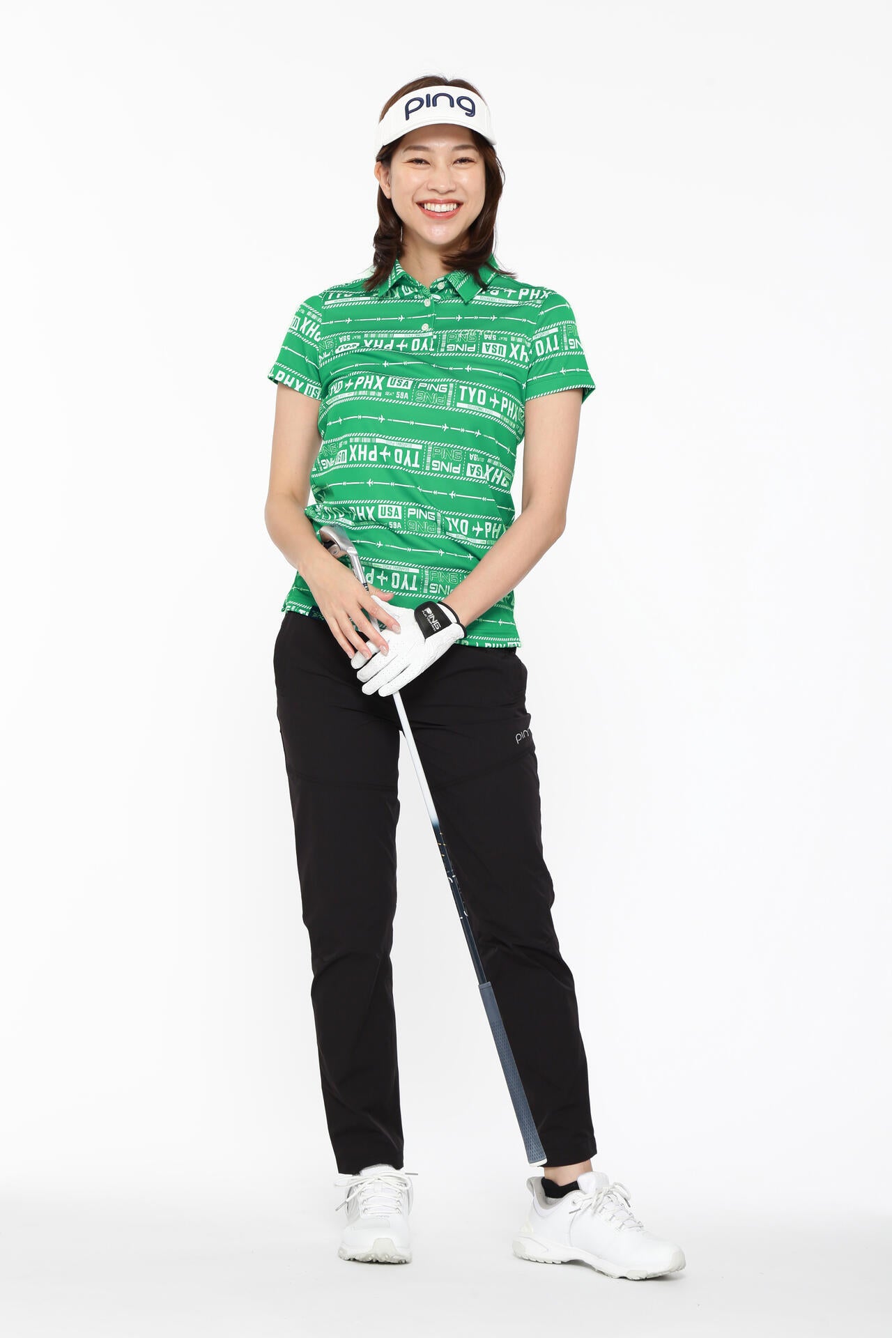【PING APPAREL】チケット柄ジャガード半袖ポロシャツ ＜LADIES LINE＞＜NATIVE＞ (LADIES)