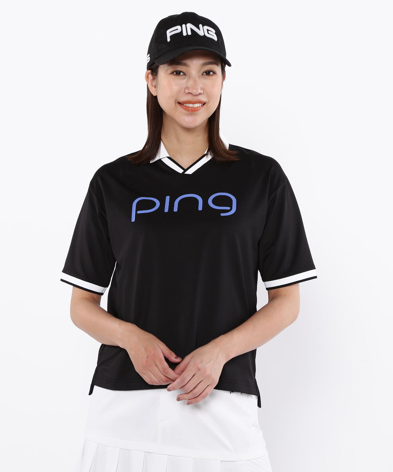 【PING APPAREL】涼風-SUZUKAZE メッシュパネルジャガード半袖ポロシャツ ＜LADIES LINE＞ (LADIES)