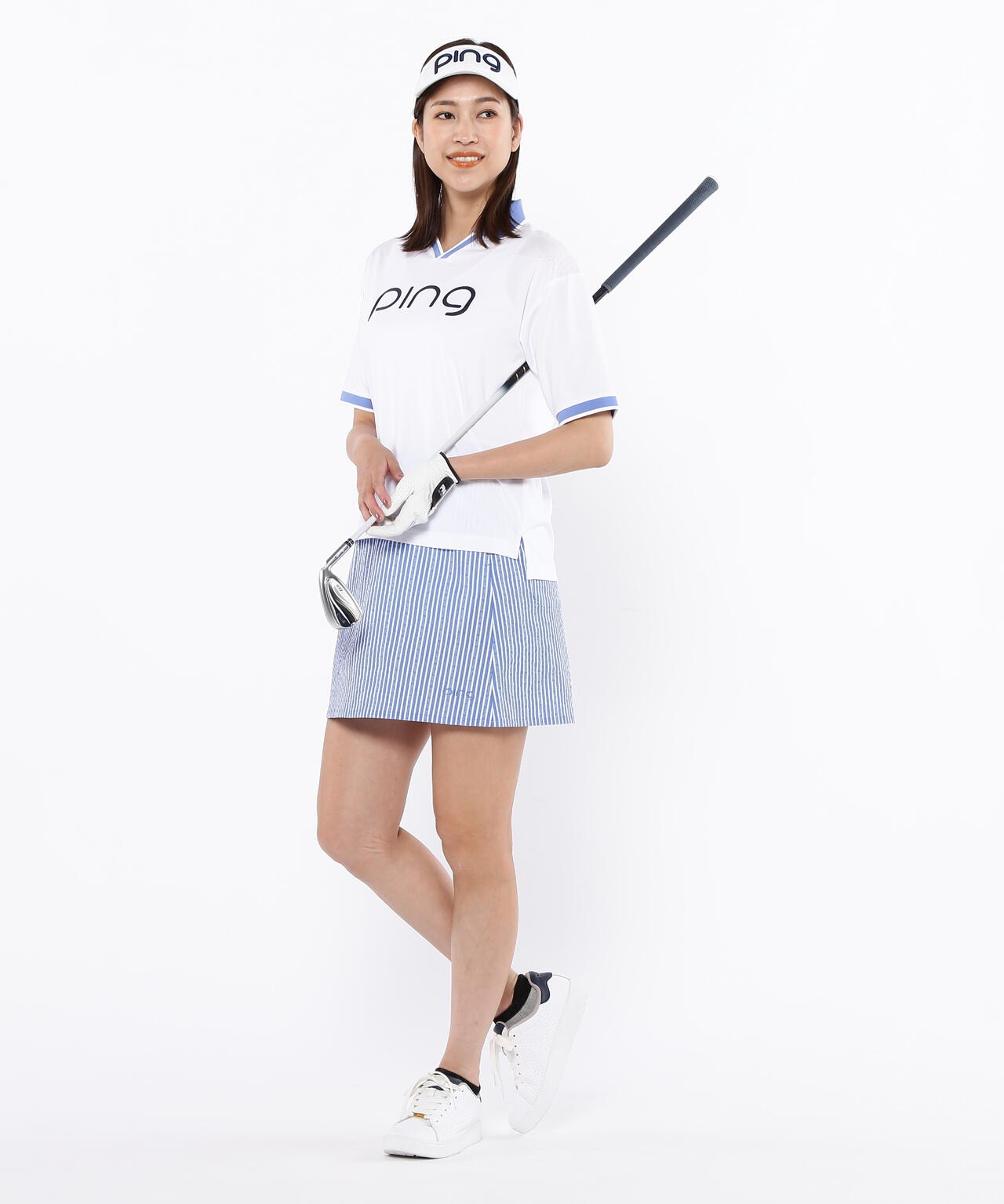 【PING APPAREL】涼風-SUZUKAZE メッシュパネルジャガード半袖ポロシャツ ＜LADIES LINE＞ (LADIES)
