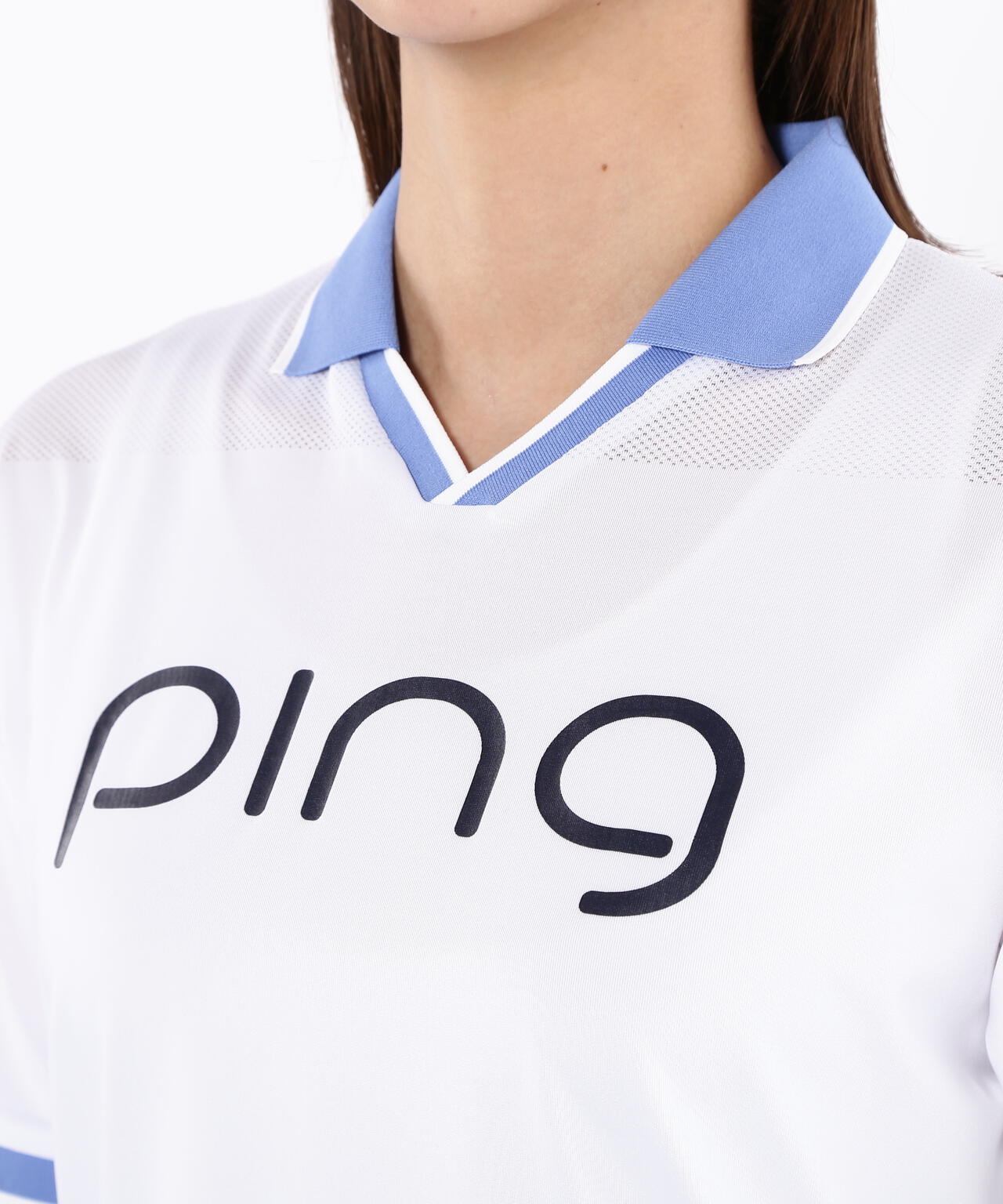 【PING APPAREL】涼風-SUZUKAZE メッシュパネルジャガード半袖ポロシャツ ＜LADIES LINE＞ (LADIES)