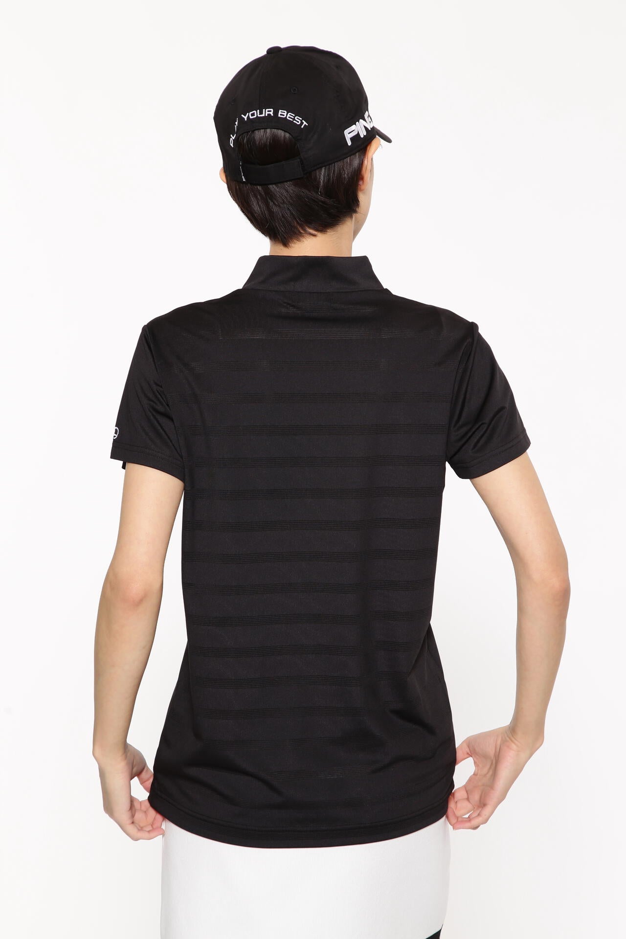 【PING APPAREL】メッシュボーダージャガード半袖ハイネックカットソー ＜LADIES LINE＞ (LADIES)