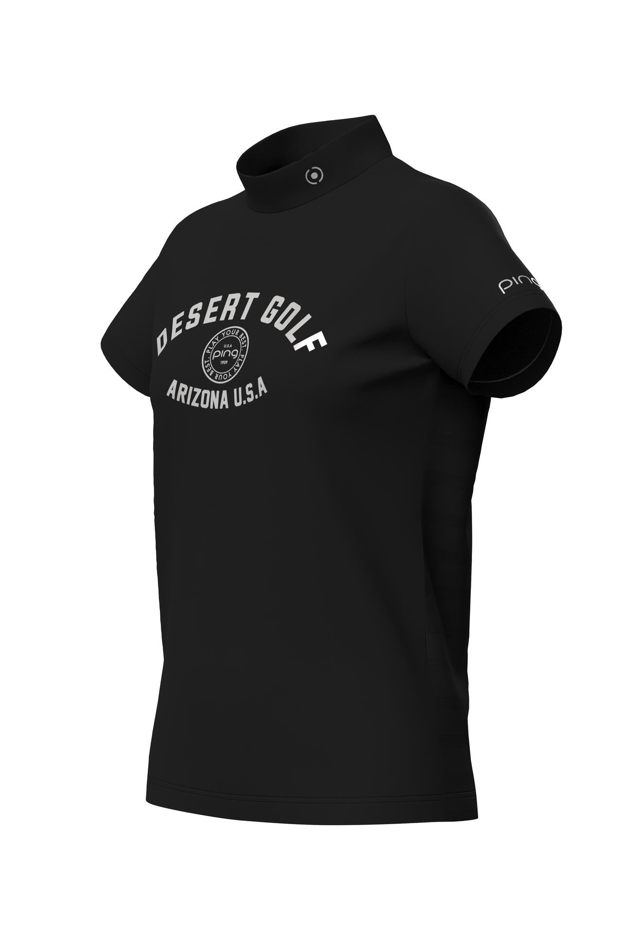 【PING APPAREL】メッシュボーダージャガード半袖ハイネックカットソー ＜LADIES LINE＞ (LADIES)