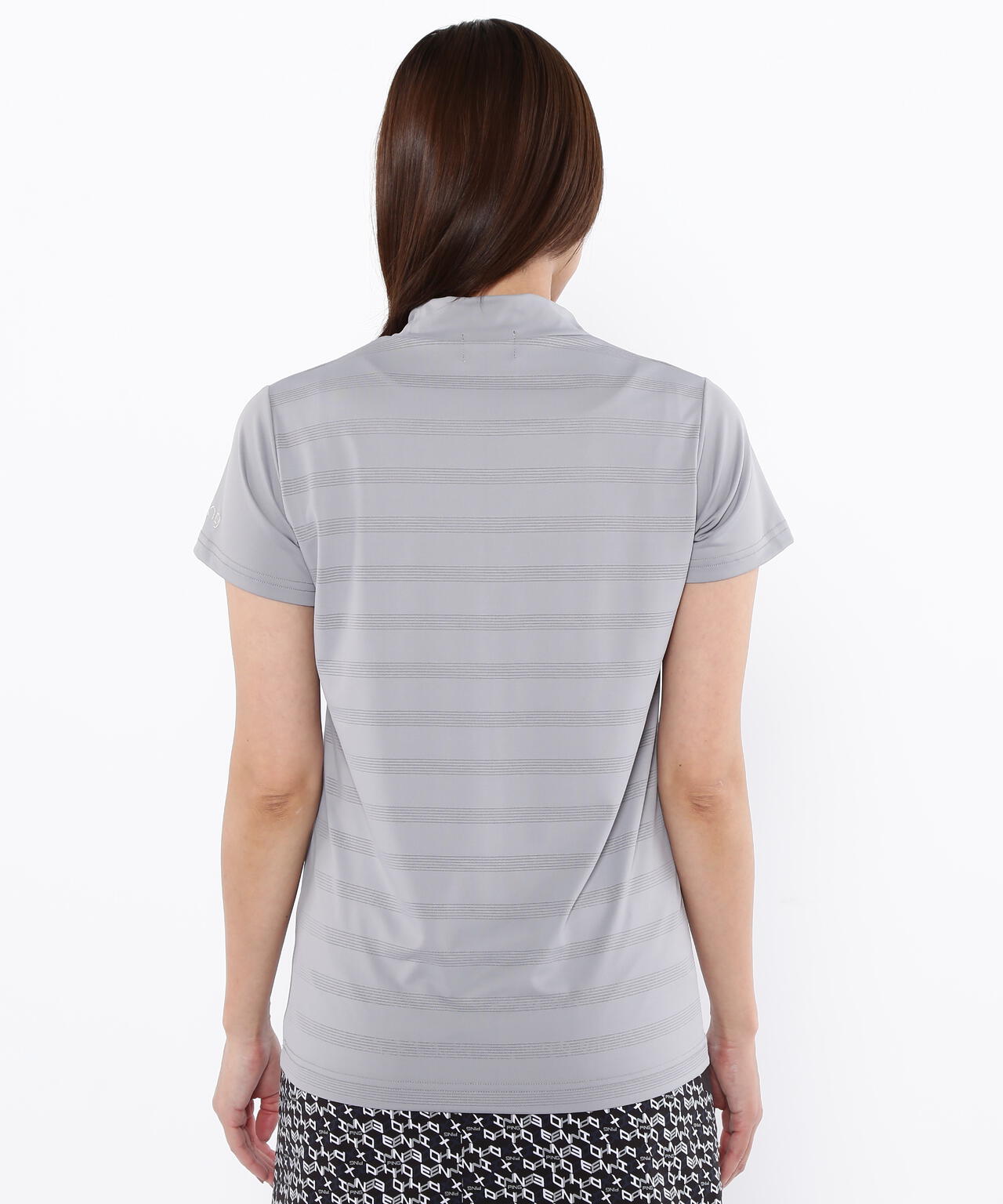 【PING APPAREL】メッシュボーダージャガード半袖ハイネックカットソー ＜LADIES LINE＞ (LADIES)