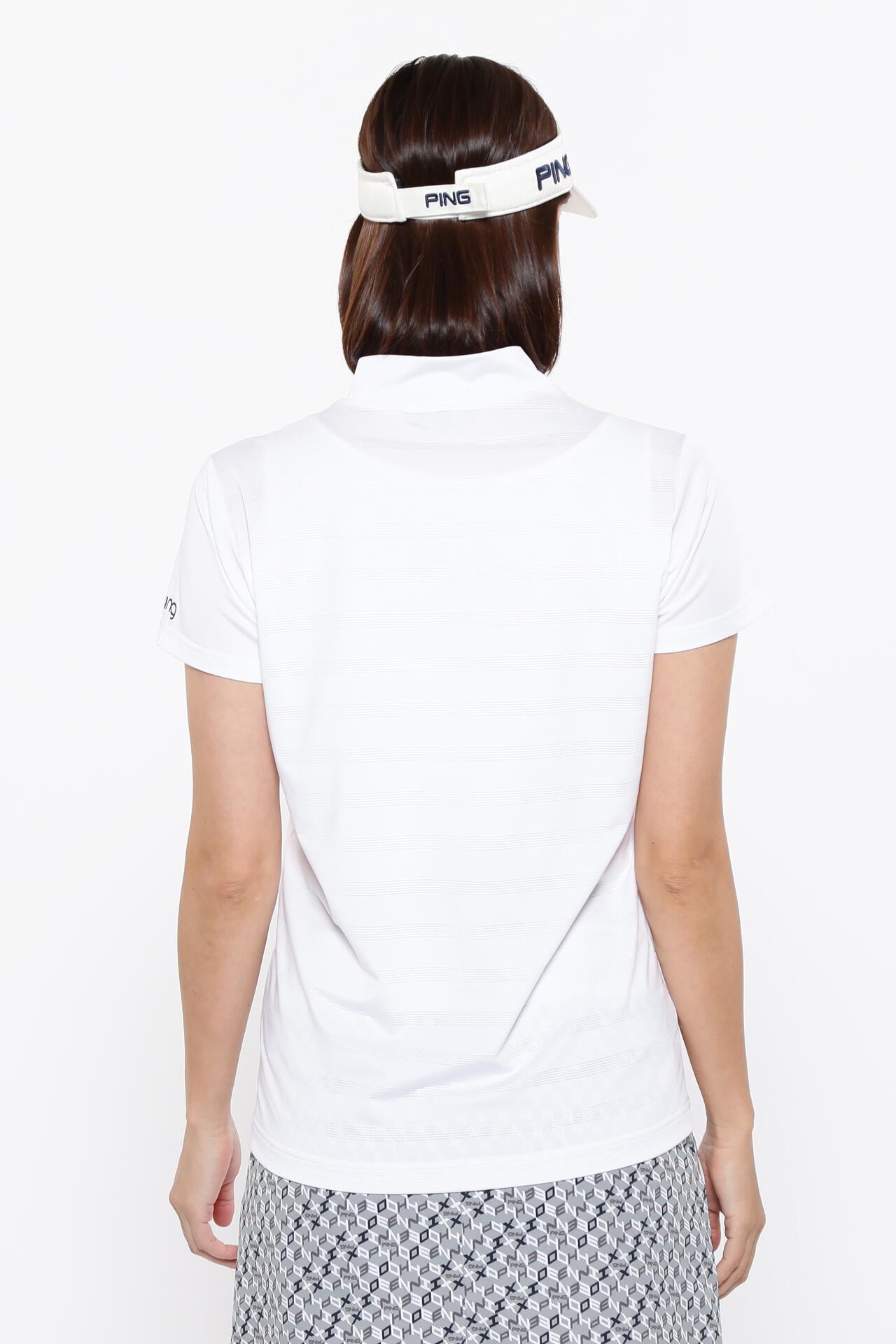 【PING APPAREL】メッシュボーダージャガード半袖ハイネックカットソー ＜LADIES LINE＞ (LADIES)