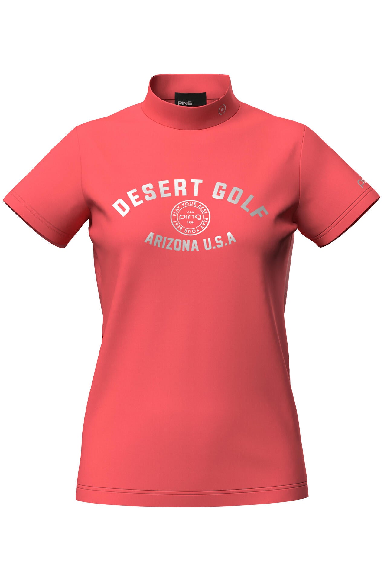 【PING APPAREL】メッシュボーダージャガード半袖ハイネックカットソー ＜LADIES LINE＞ (LADIES)