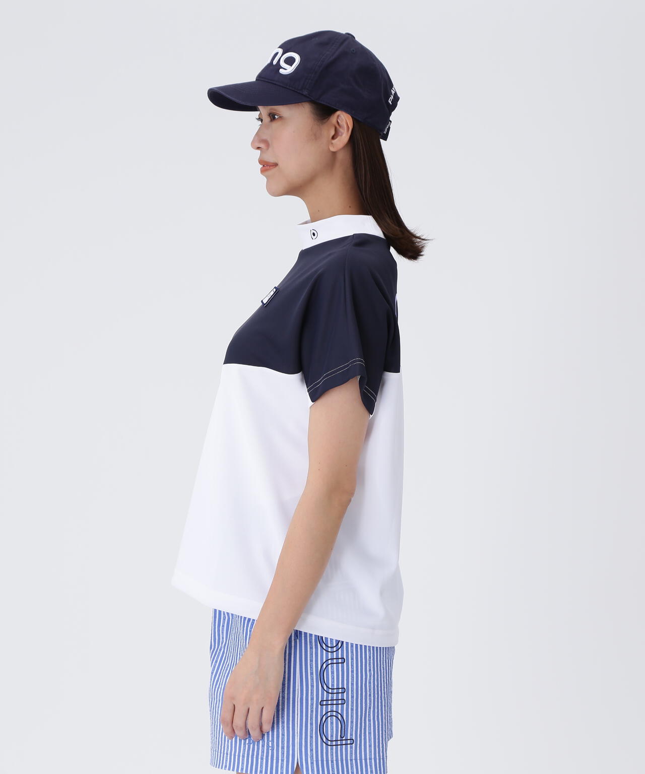 【PING APPAREL】配色半袖ハイネックシャツ ＜LADIES LINE＞＜NATIVE＞ (LADIES)