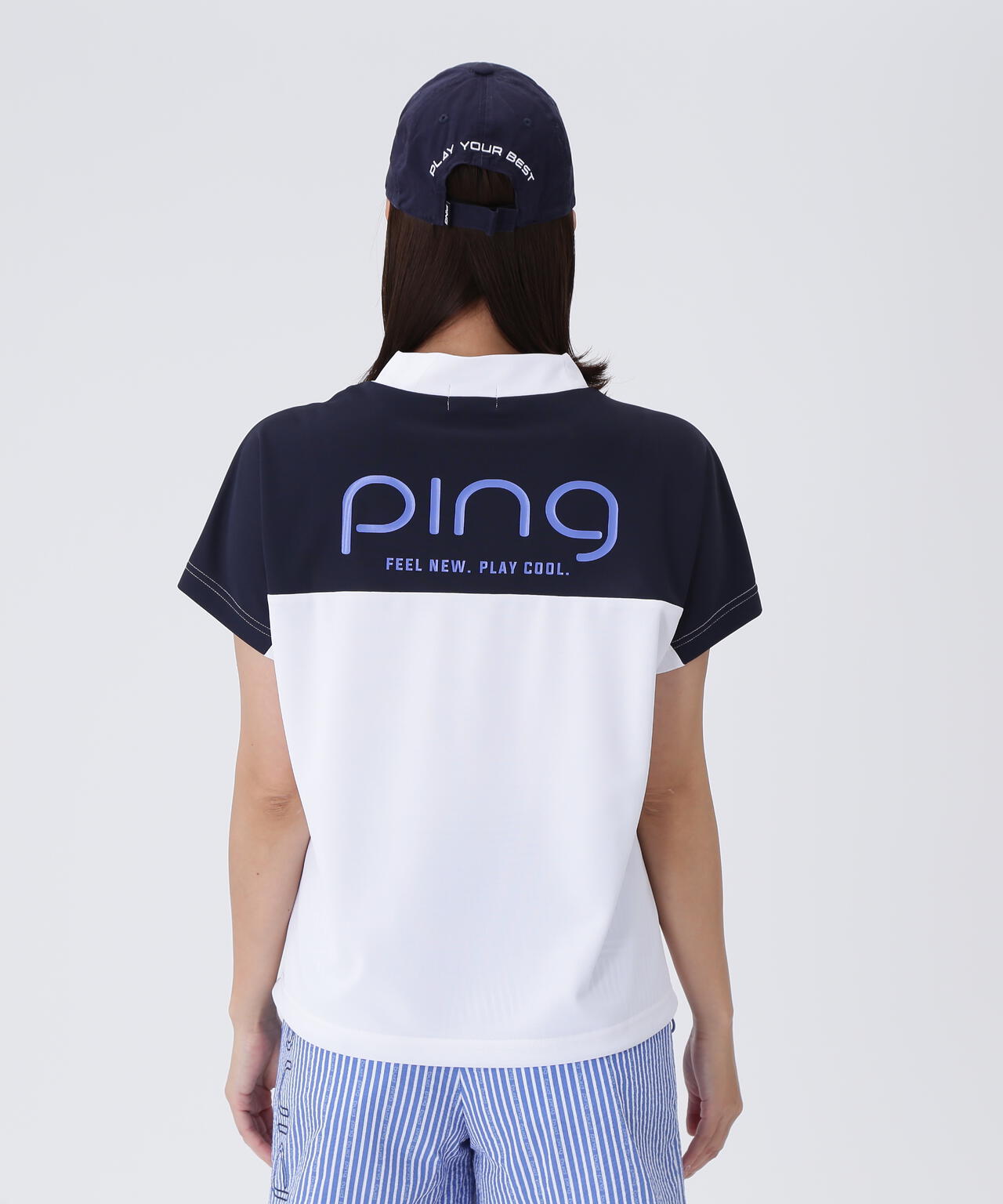 【PING APPAREL】配色半袖ハイネックシャツ ＜LADIES LINE＞＜NATIVE＞ (LADIES)