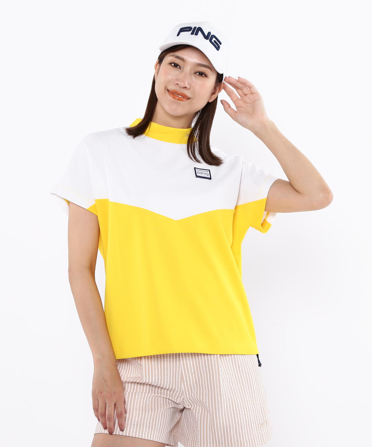 【PING APPAREL】配色半袖ハイネックシャツ ＜LADIES LINE＞＜NATIVE＞ (LADIES)