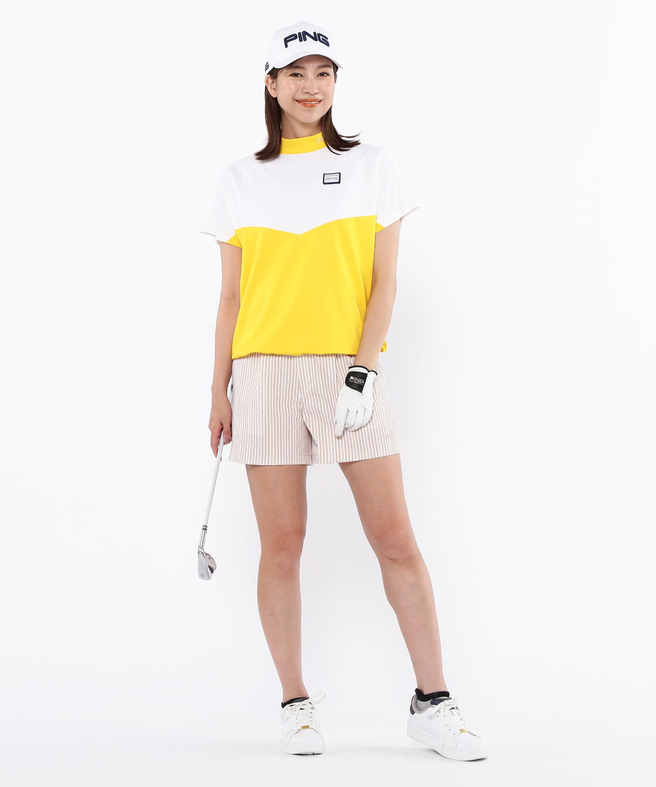 【PING APPAREL】配色半袖ハイネックシャツ ＜LADIES LINE＞＜NATIVE＞ (LADIES)
