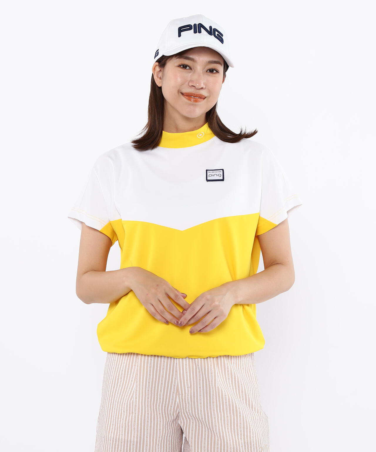 【PING APPAREL】配色半袖ハイネックシャツ ＜LADIES LINE＞＜NATIVE＞ (LADIES)